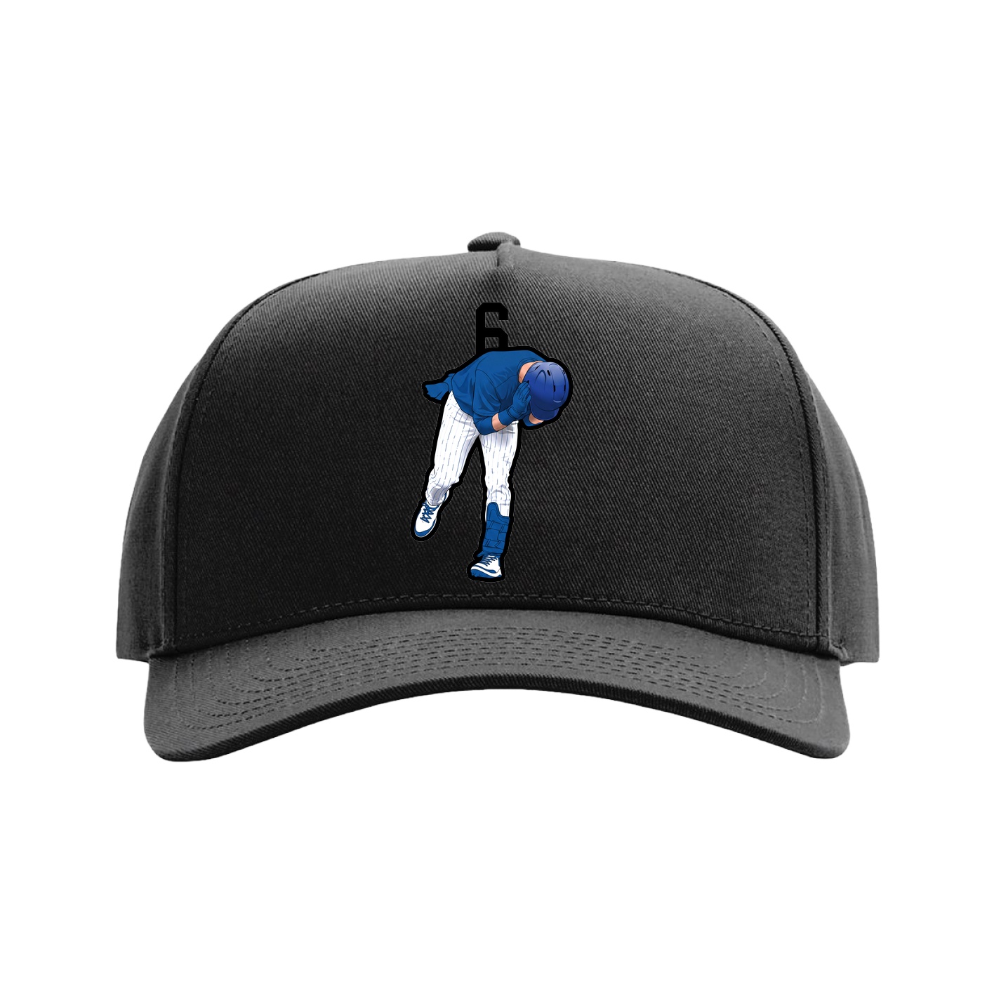 Full Fabric Five-Panel Champ Cap — Number Top in Black