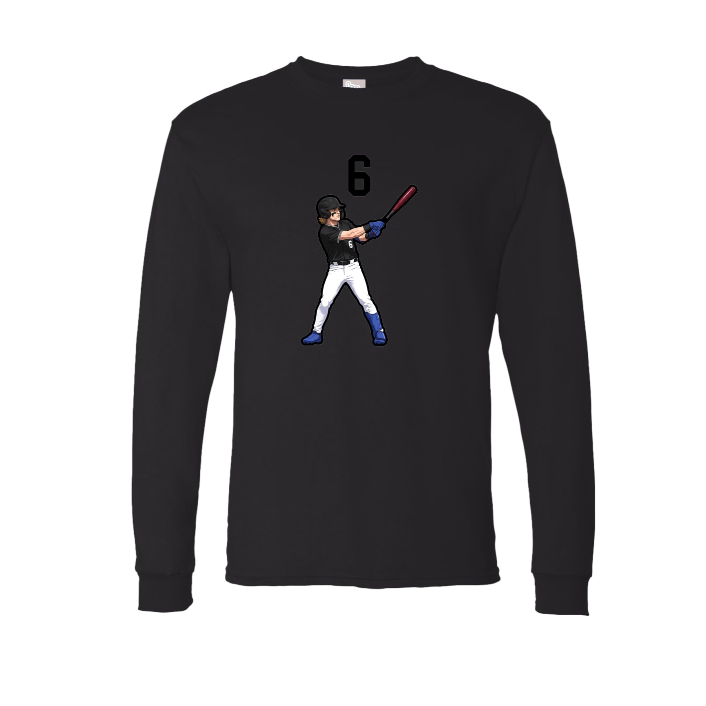 Long Sleeve Tee — Number Top in Black
