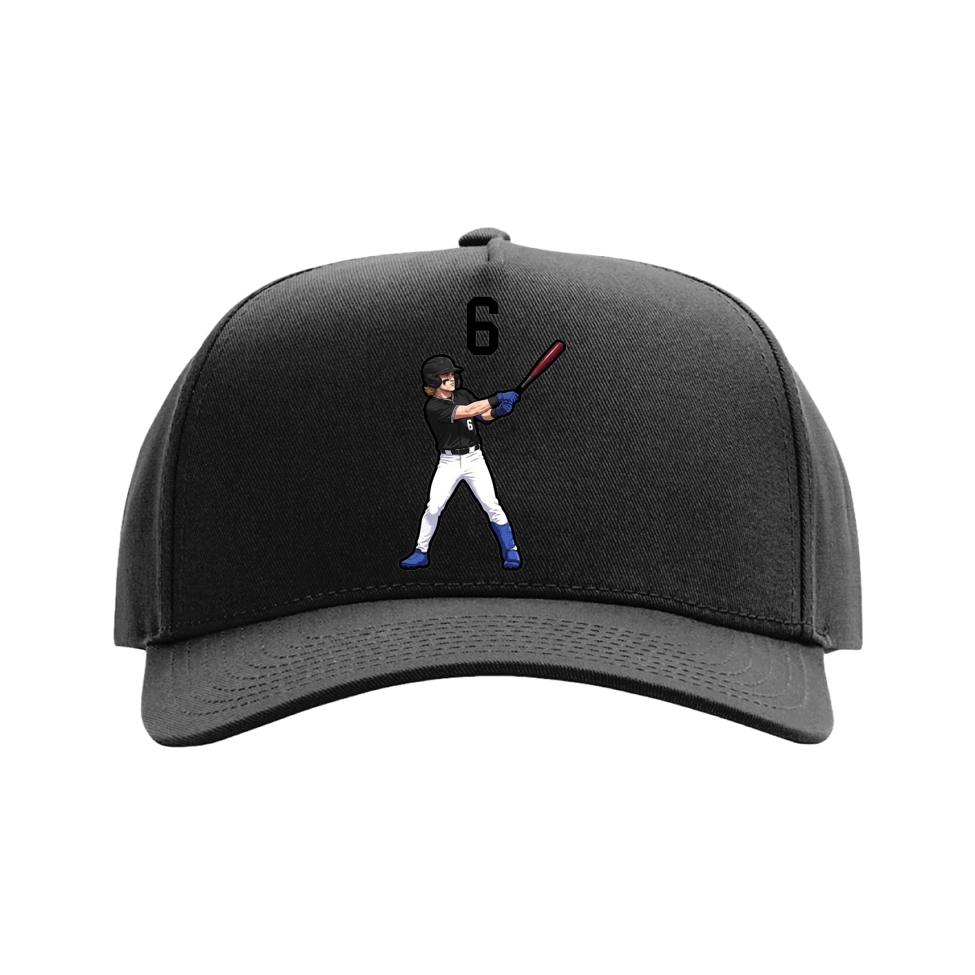 Full Fabric Five-Panel Champ Cap — Number Top in Black