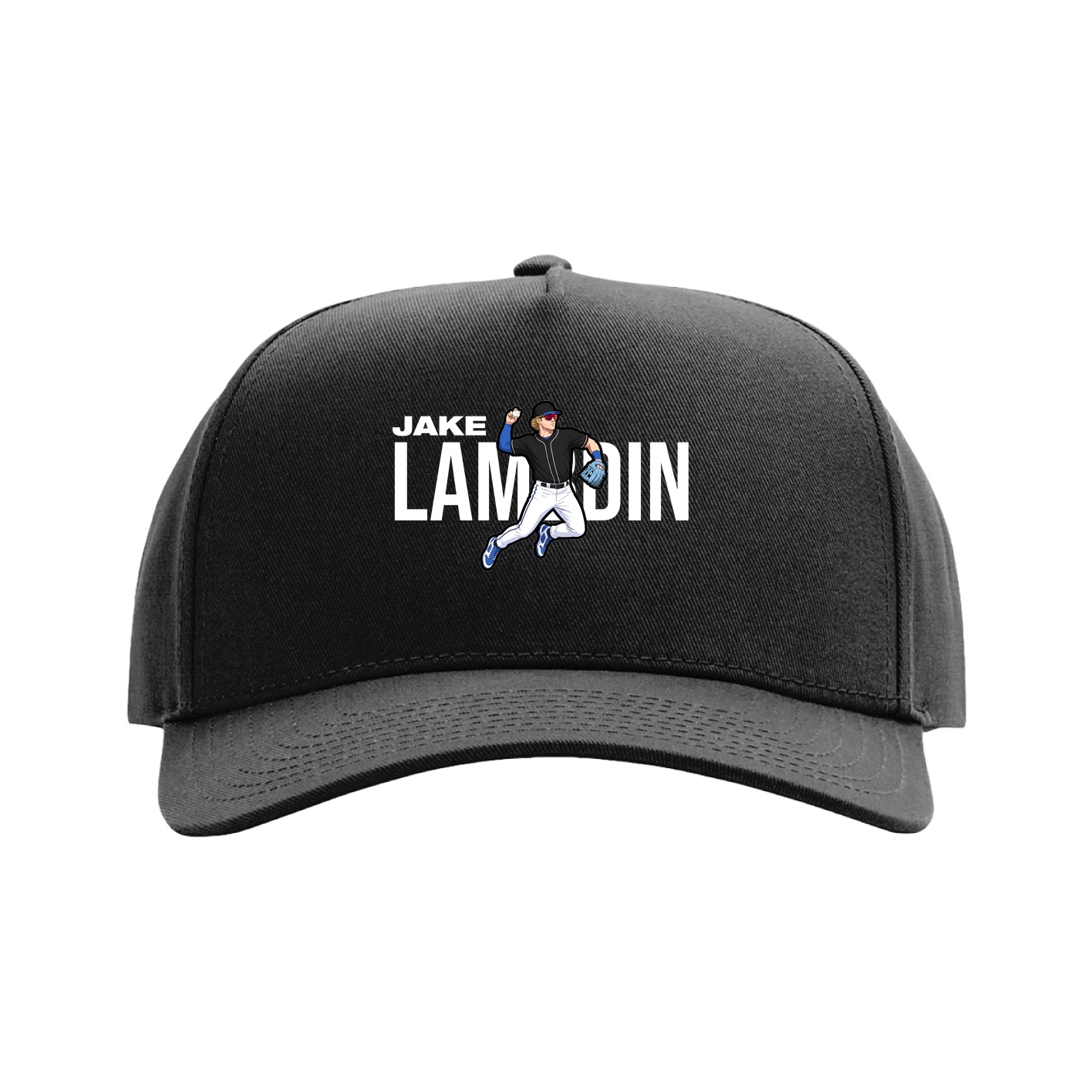 Full Fabric Five-Panel Champ Cap — Player Name in Black