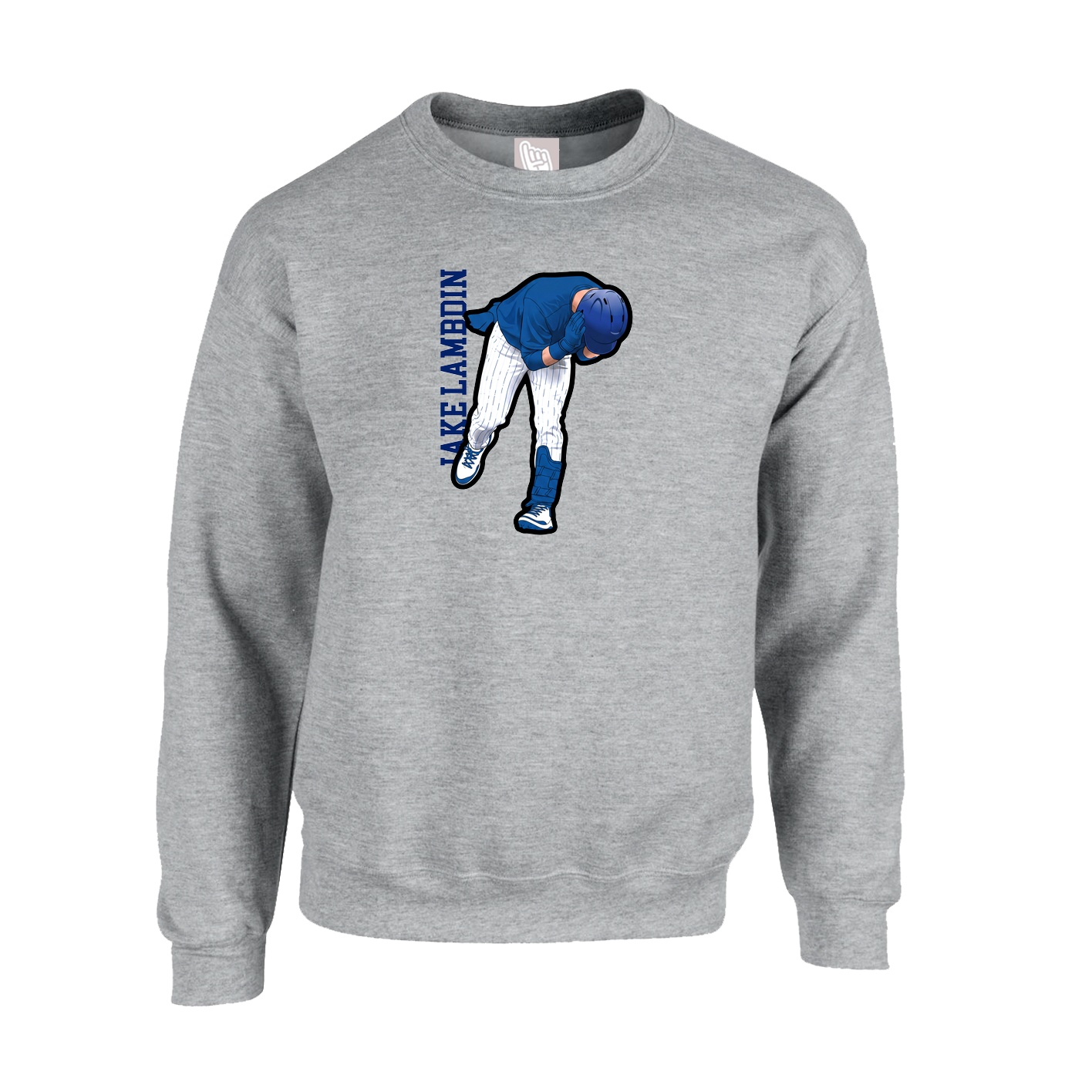 Fleece Crew — Name Vertical in Grey