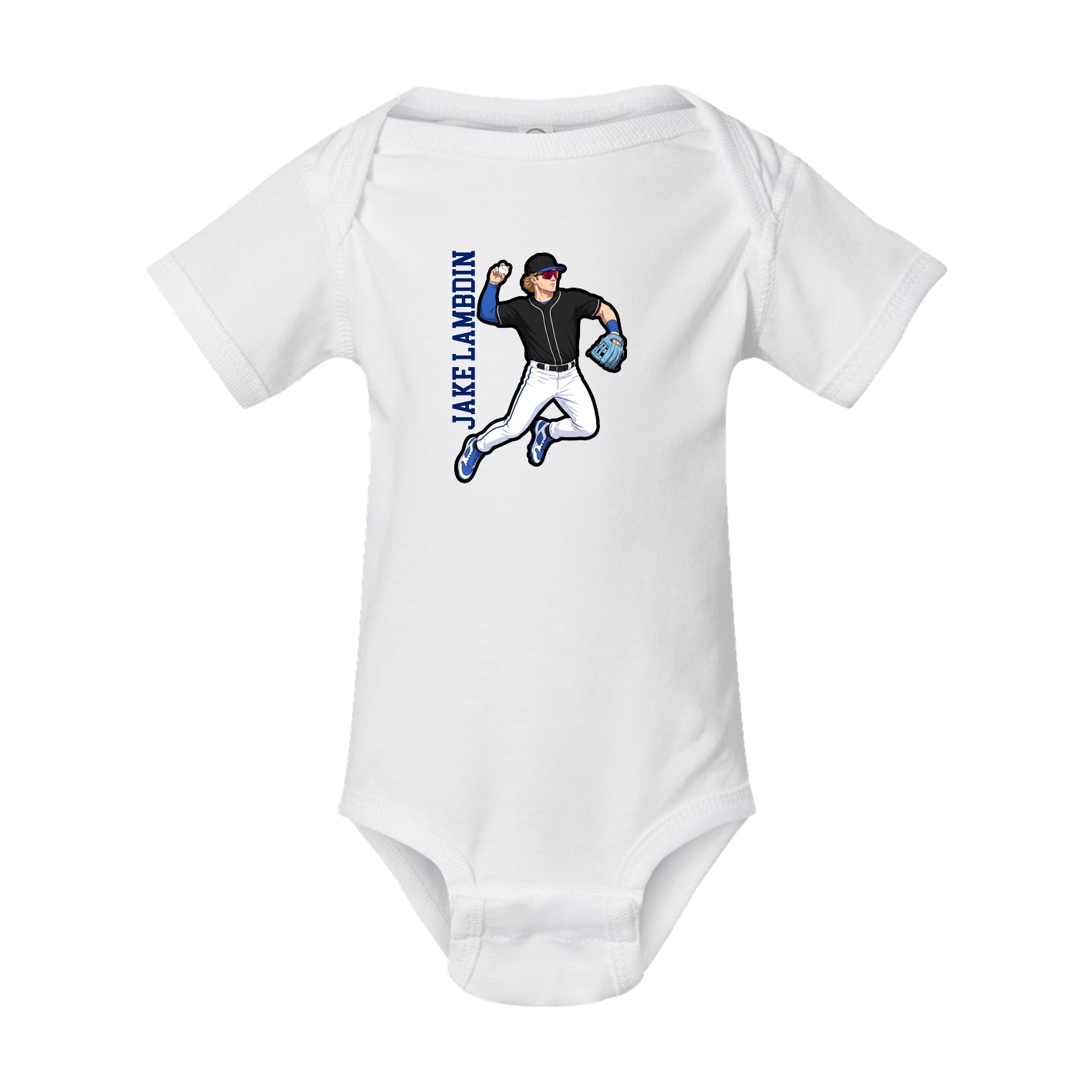 Baby Onesie — Name Vertical in White