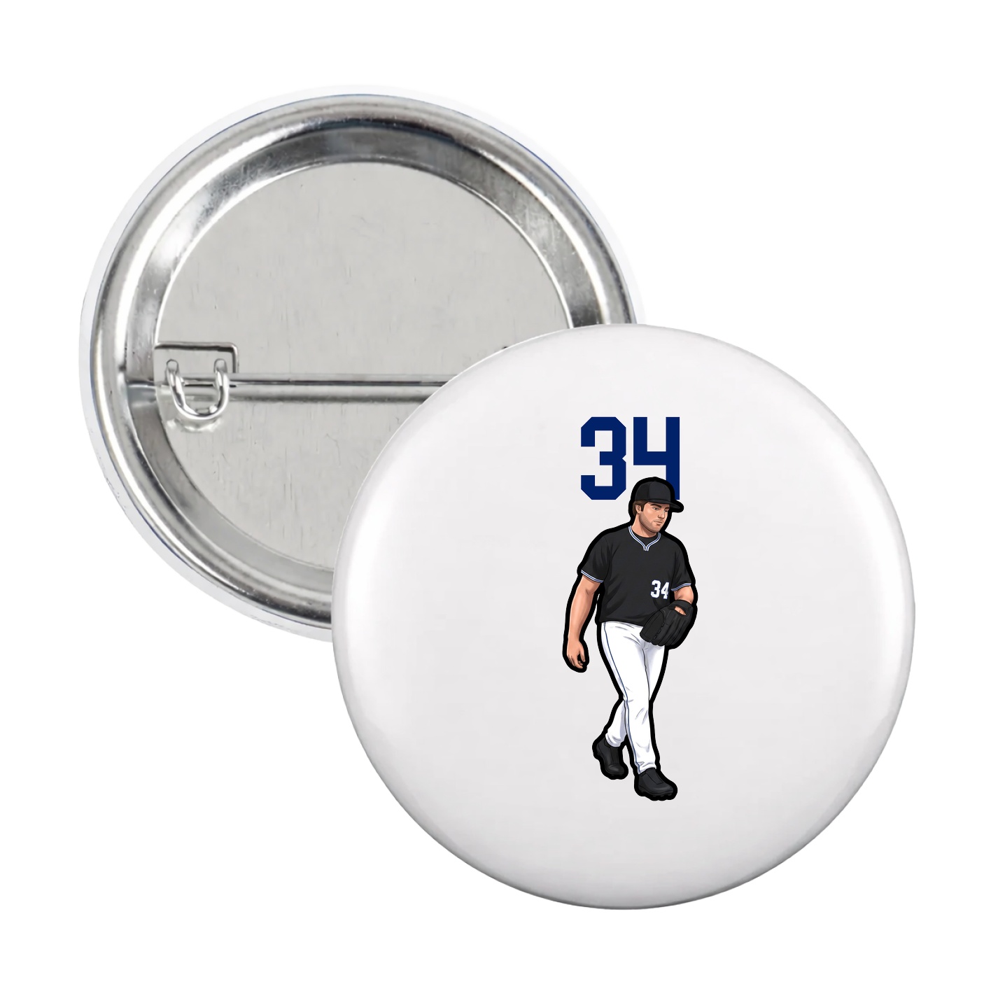 Game Day Button — Number Top in White