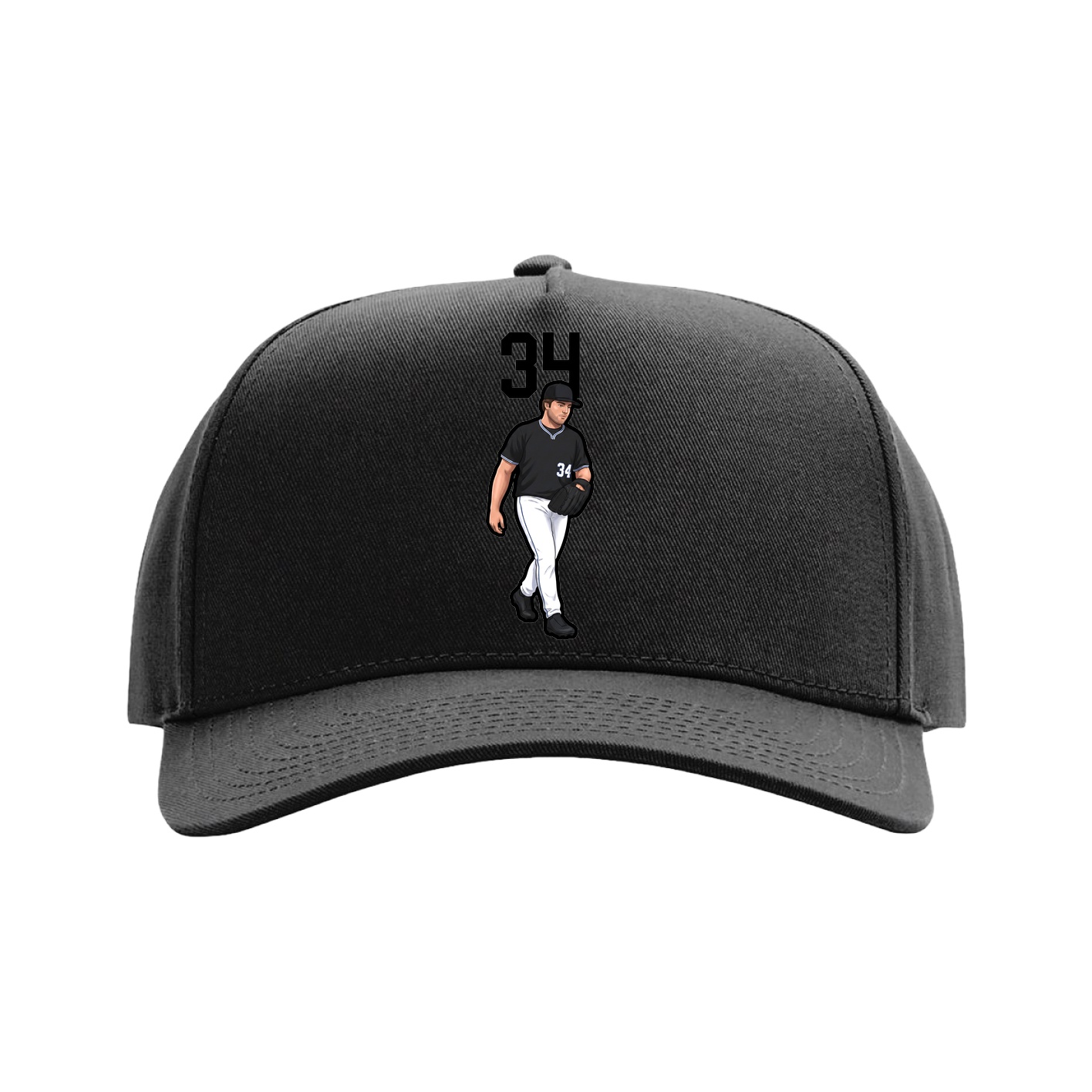 Full Fabric Five-Panel Champ Cap — Number Top in Black