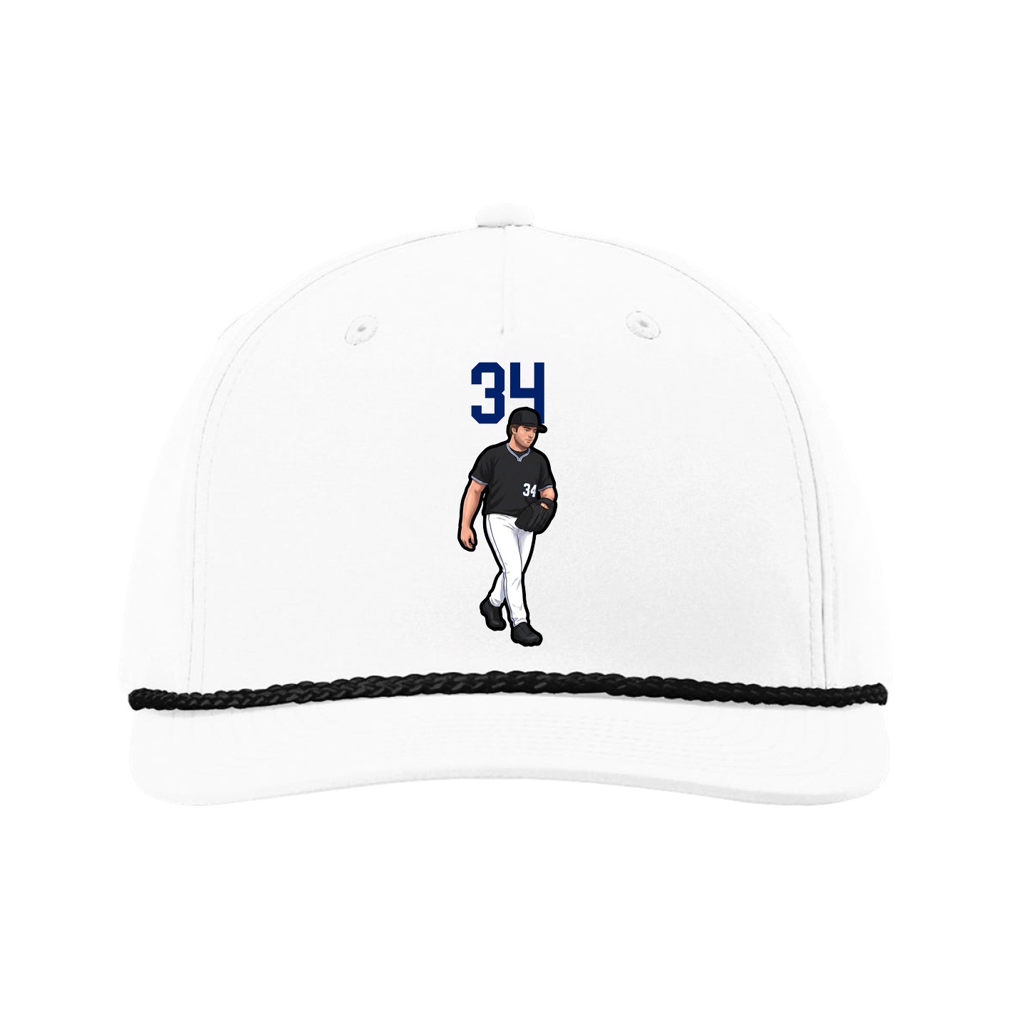 Five-Panel Classic Rope Cap — Number Top in White