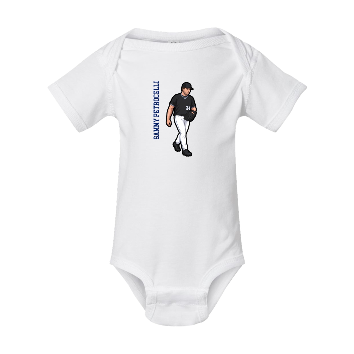 Baby Onesie — Name Vertical in White