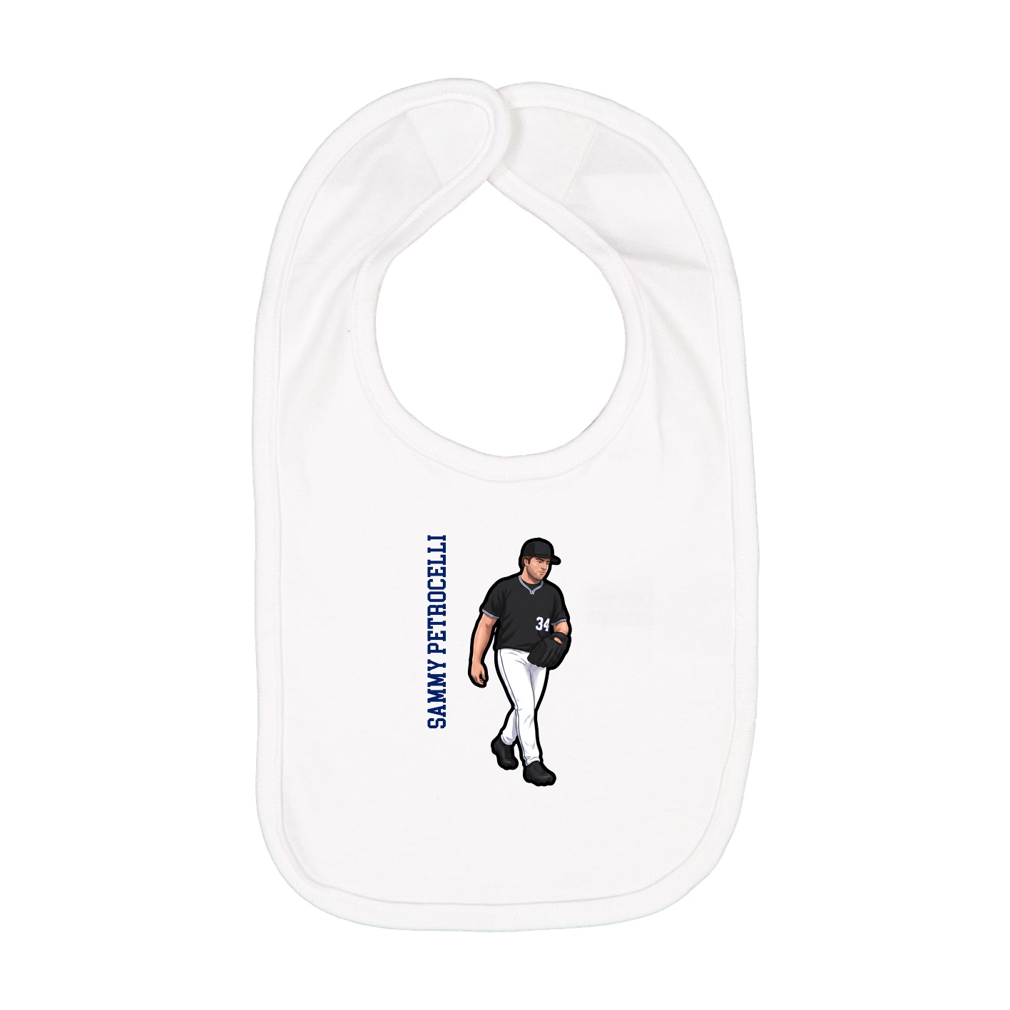 Infant Bib — Name Vertical in White
