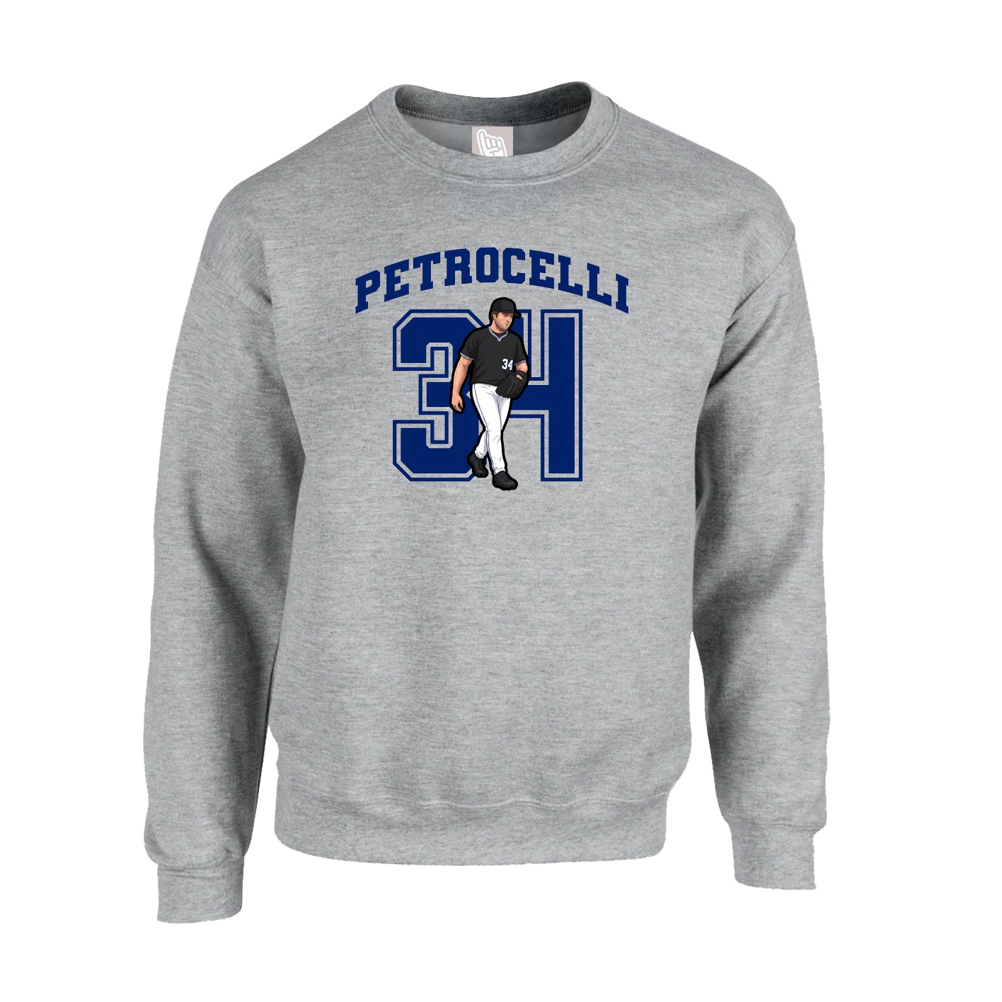 Fleece Crew — Number in Grey