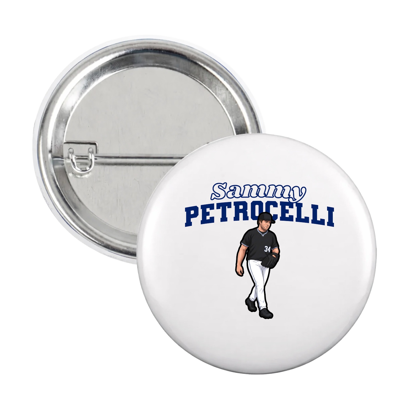 Game Day Button — Name Arch in White