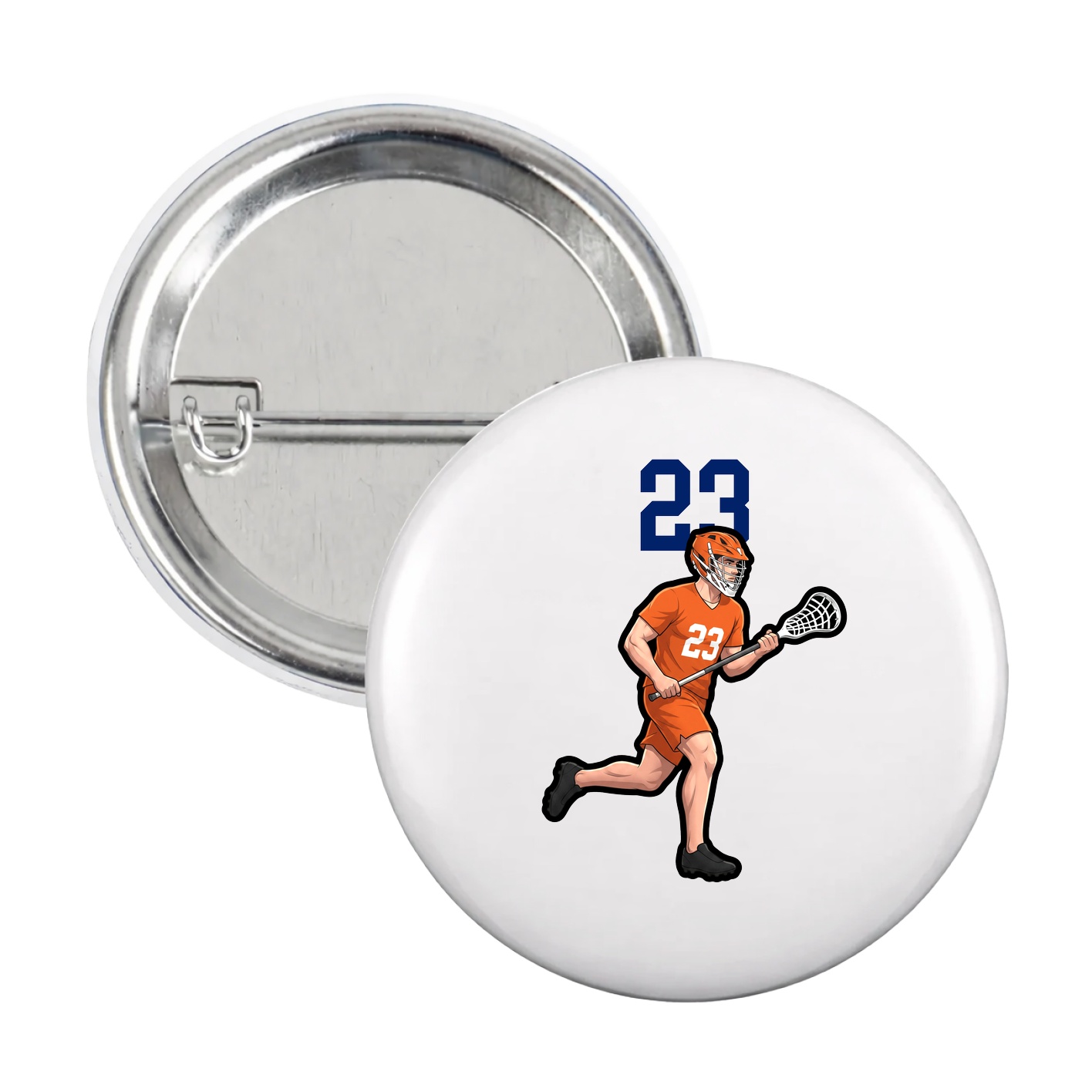Game Day Button — Number Top in White