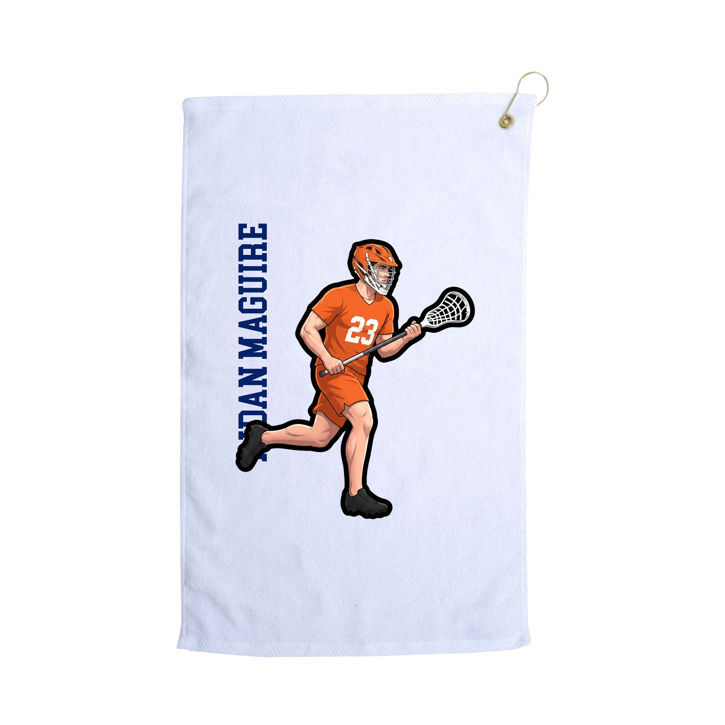 Golf Towel — Name Vertical in White