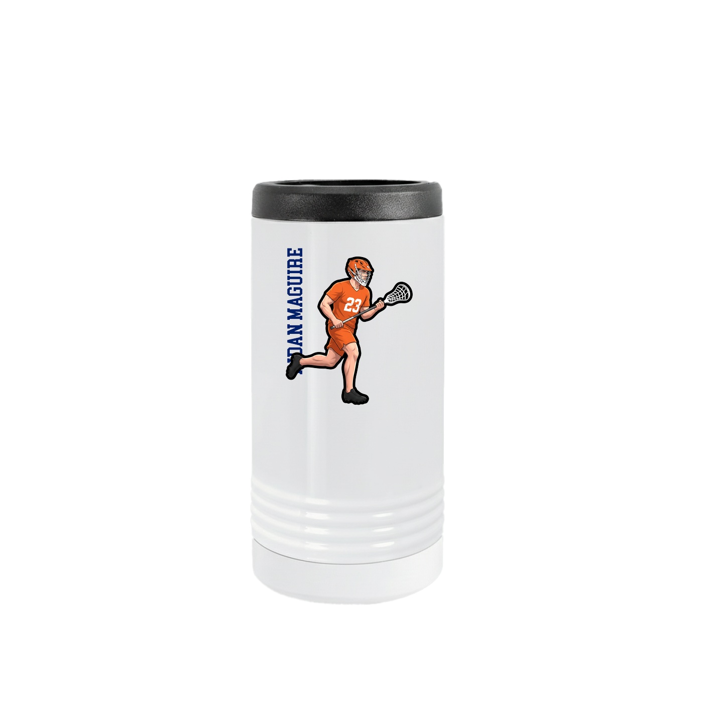 Slim Beverage Holder — Name Vertical in White
