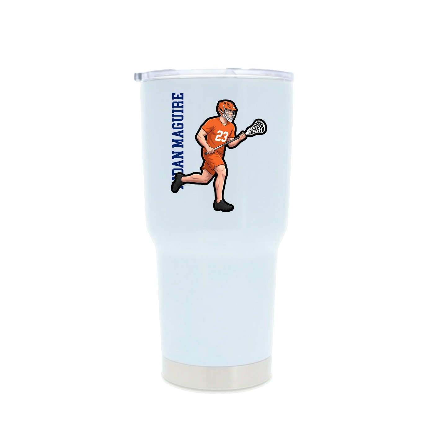 30oz Stainless Steel Tumbler — Name Vertical in White