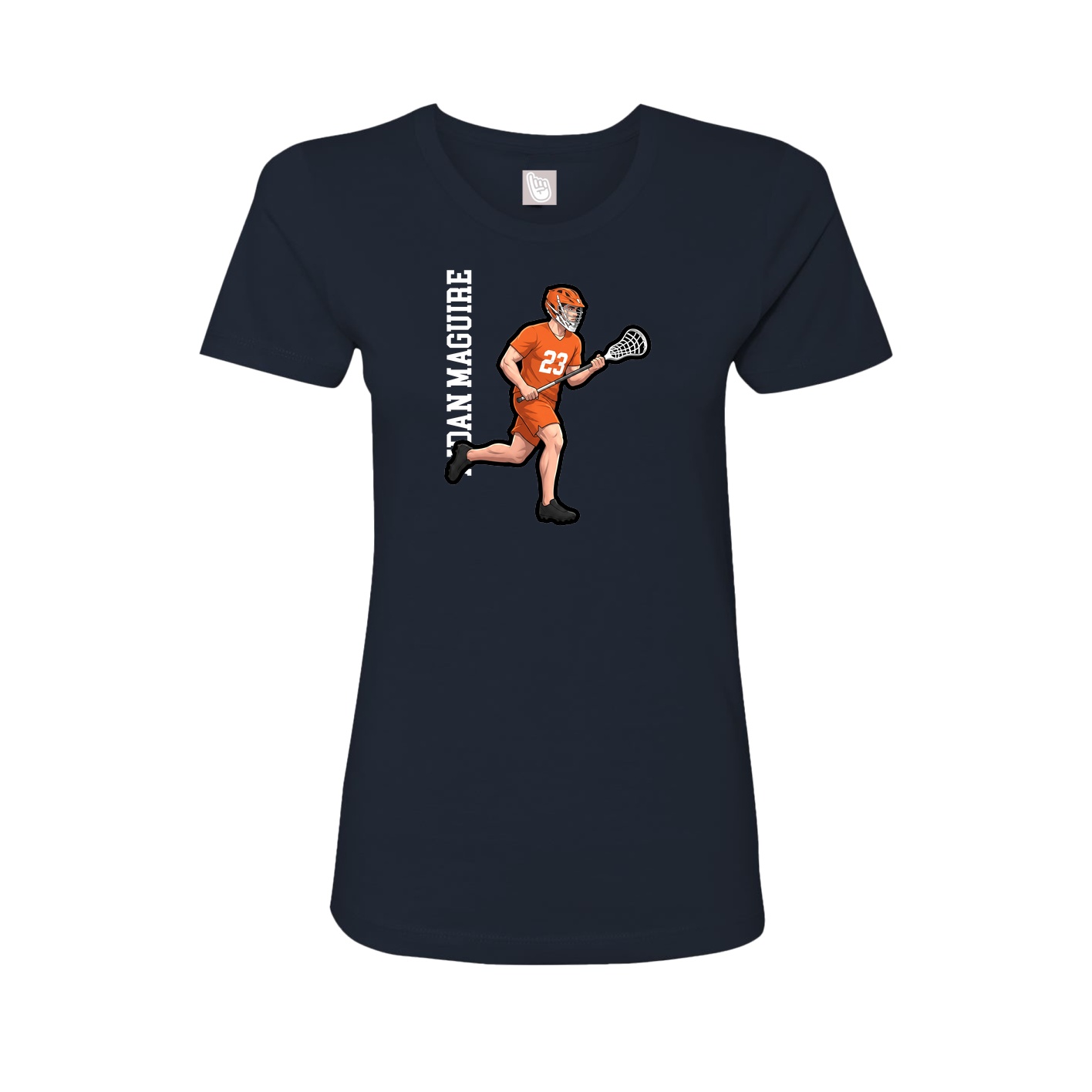 Fitted Women's Tee — Name Vertical in Navy