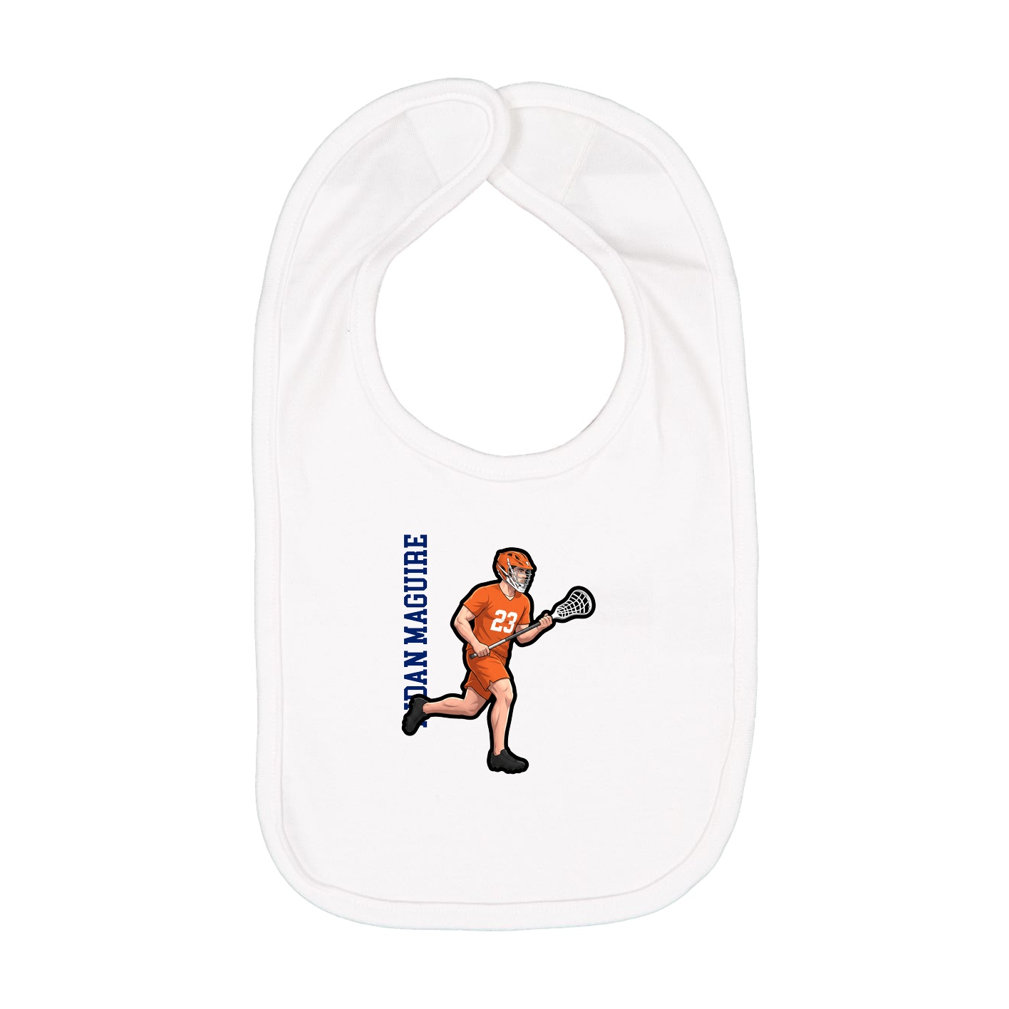 Infant Bib — Name Vertical in White