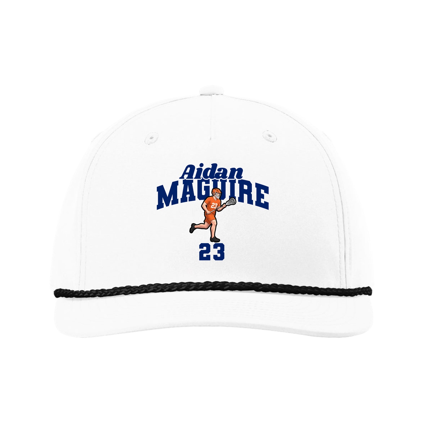 Five-Panel Classic Rope Cap — Signature Arch in White