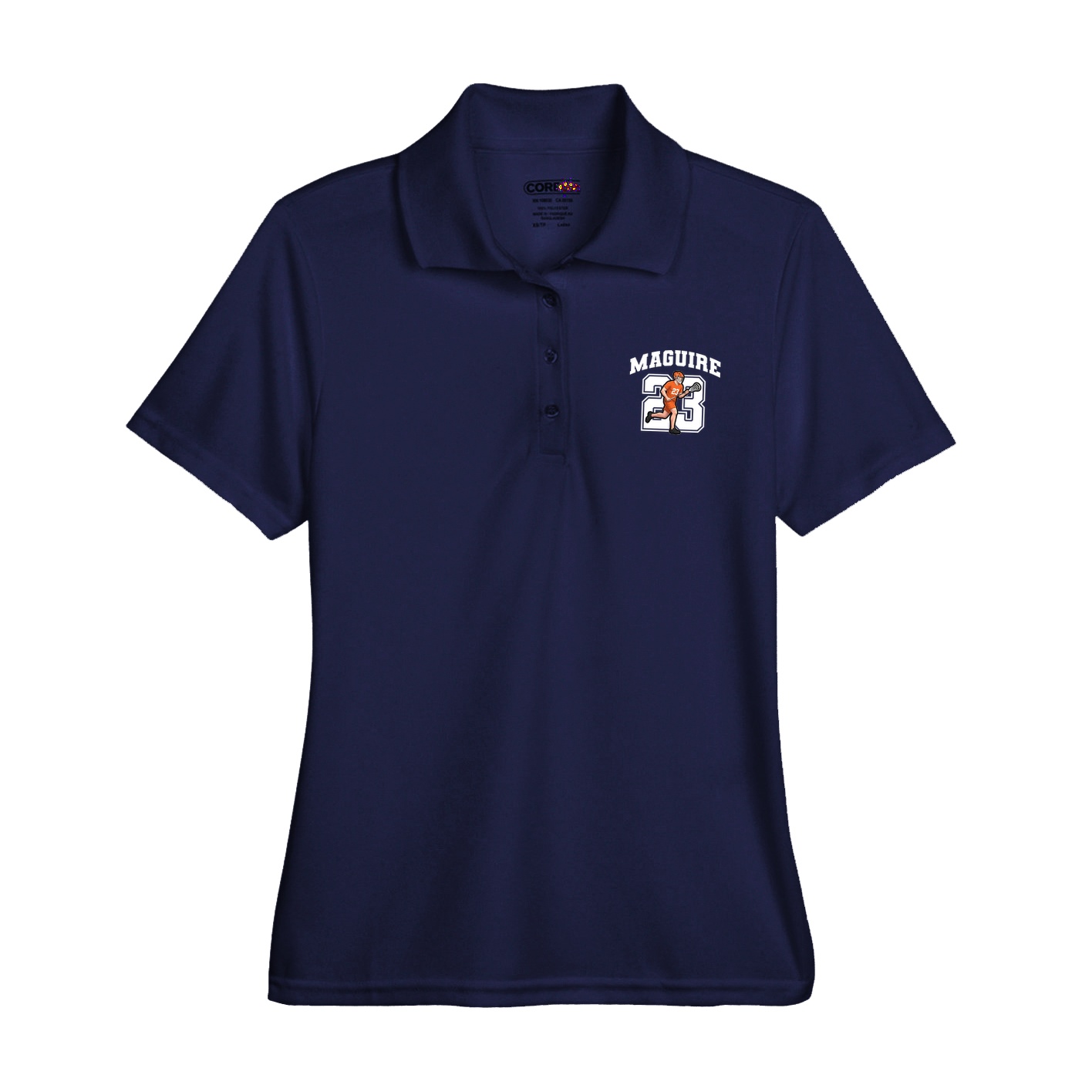 Womens Performance Polo — Number in Navy