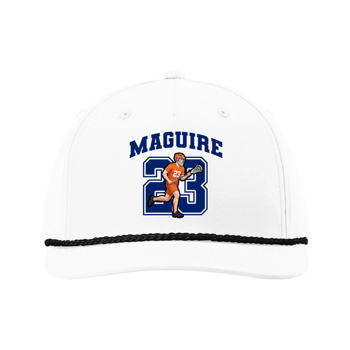 Five-Panel Classic Rope Cap — Number in White
