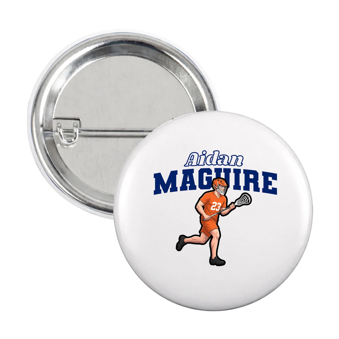 Game Day Button — Name Arch in White