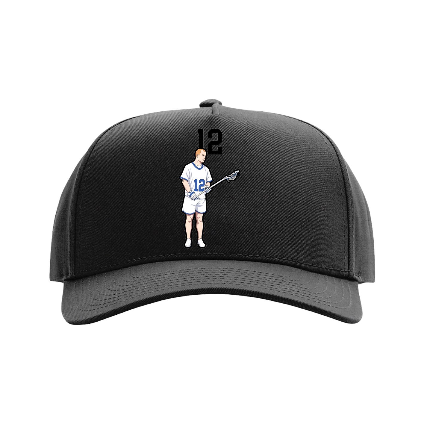 Full Fabric Five-Panel Champ Cap — Number Top in Black