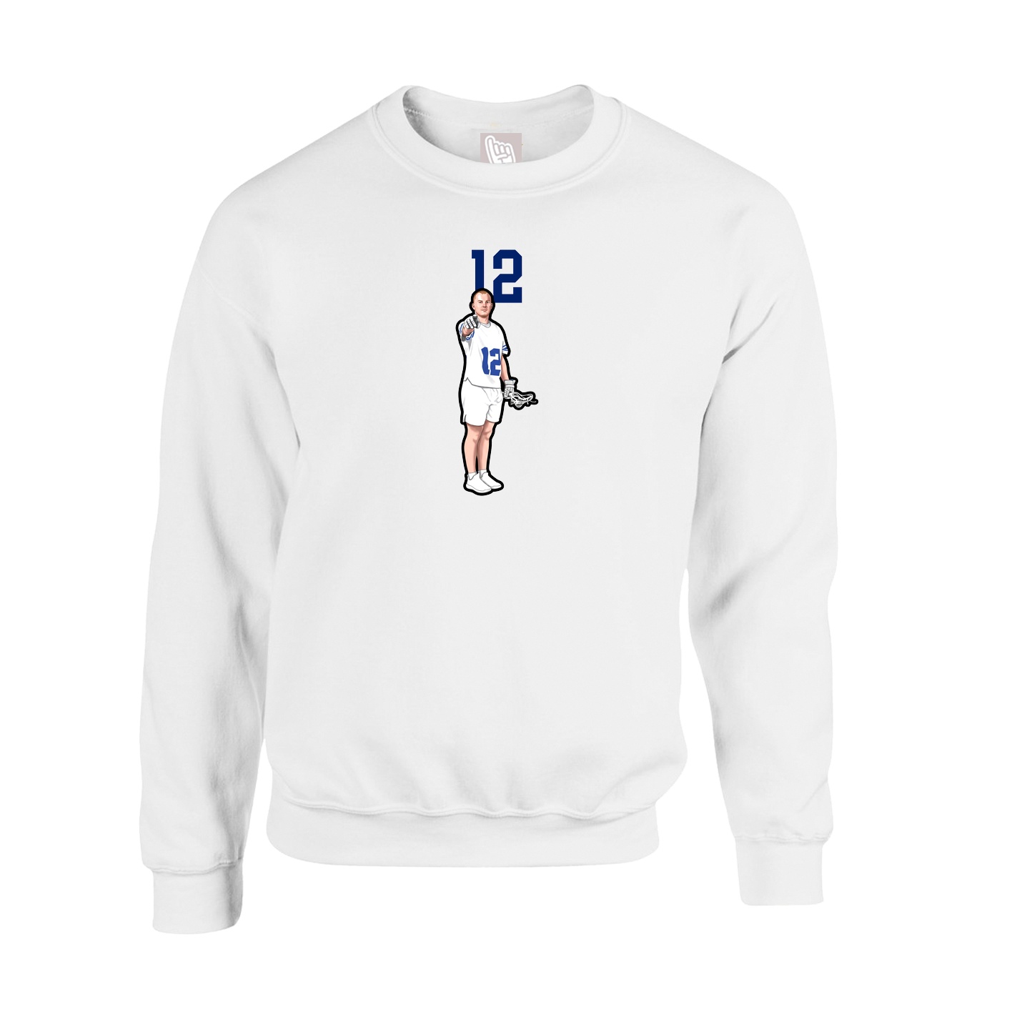 Fleece Crew — Number Top in White