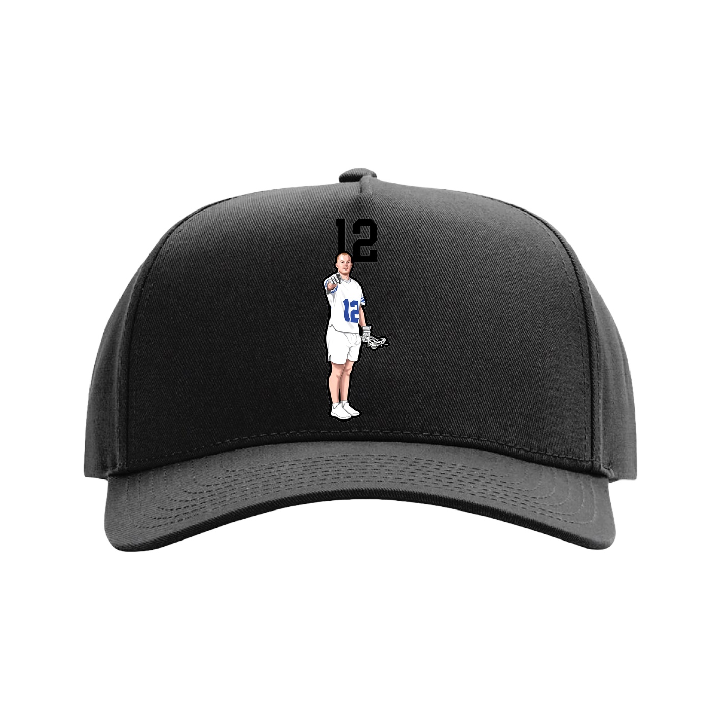 Full Fabric Five-Panel Champ Cap — Number Top in Black
