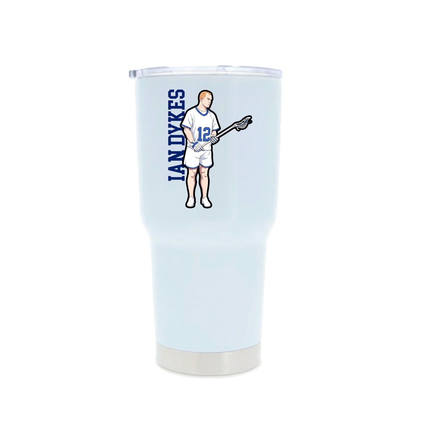 30oz Stainless Steel Tumbler — Name Vertical in White