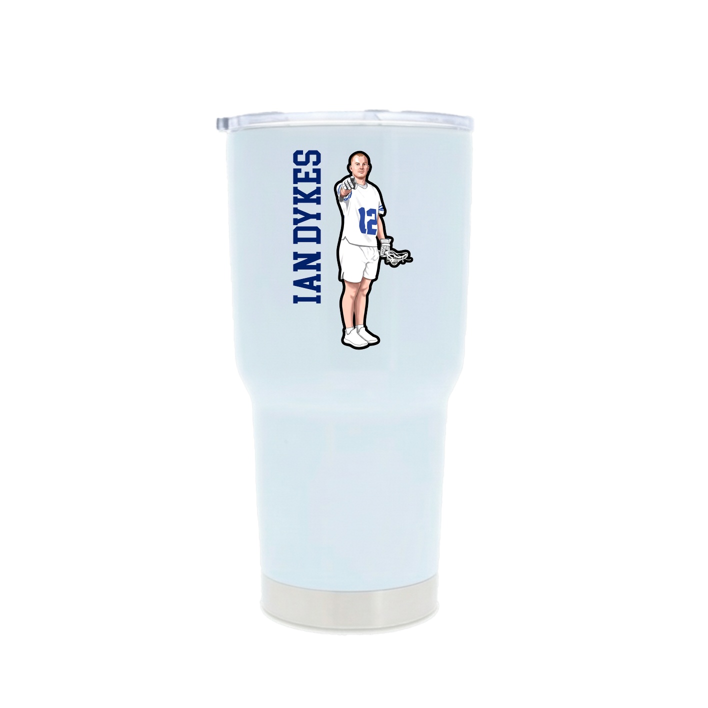 30oz Stainless Steel Tumbler — Name Vertical in White