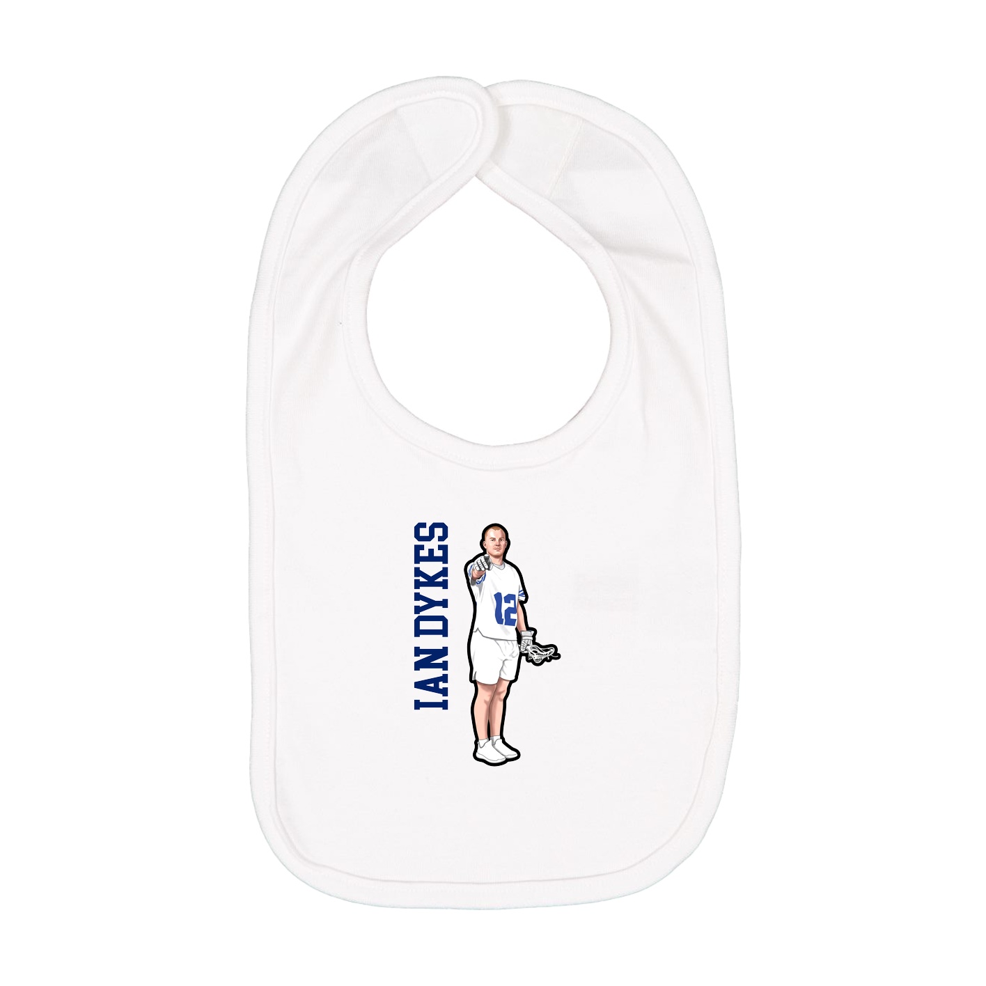 Infant Bib — Name Vertical in White