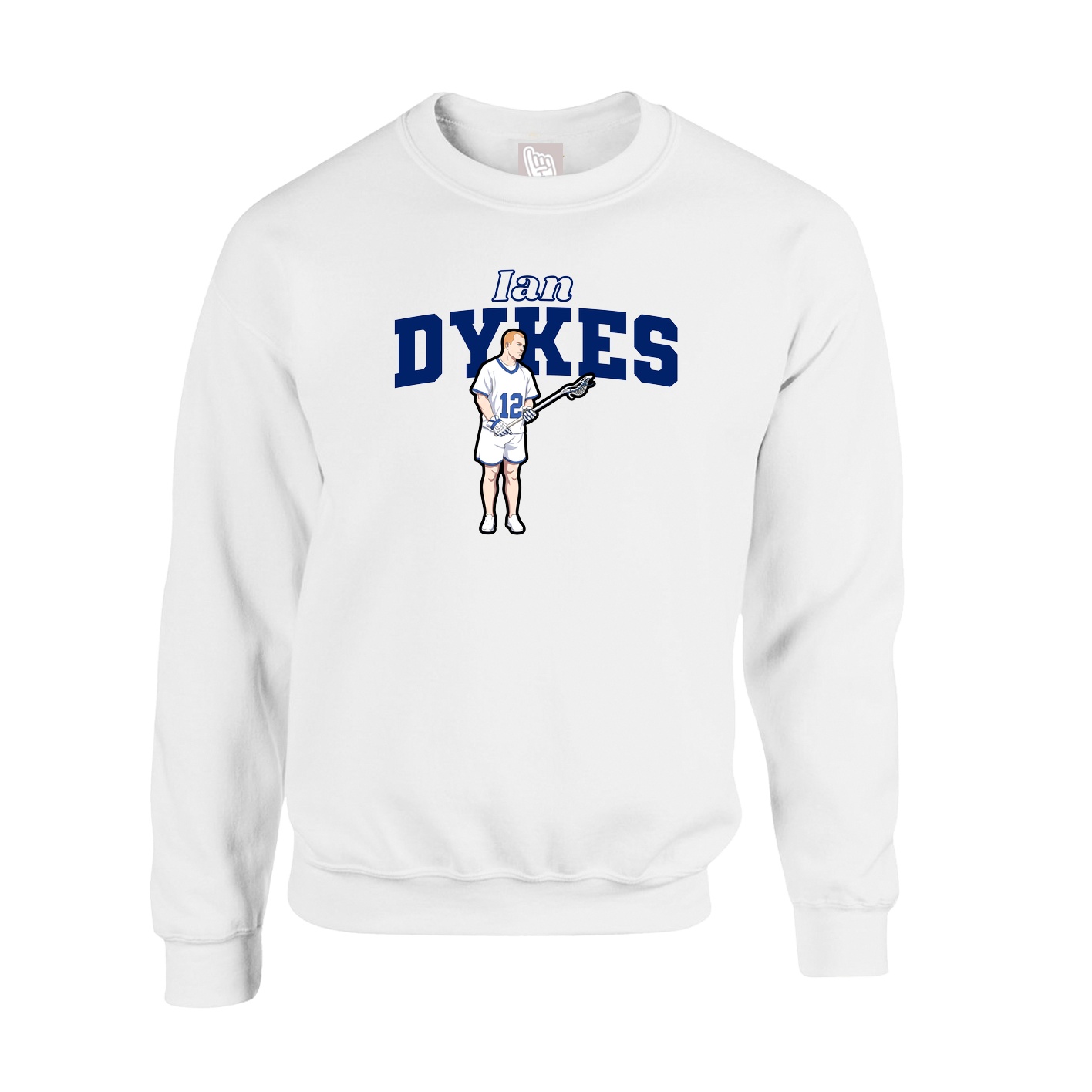 Fleece Crew — Name Arch in White