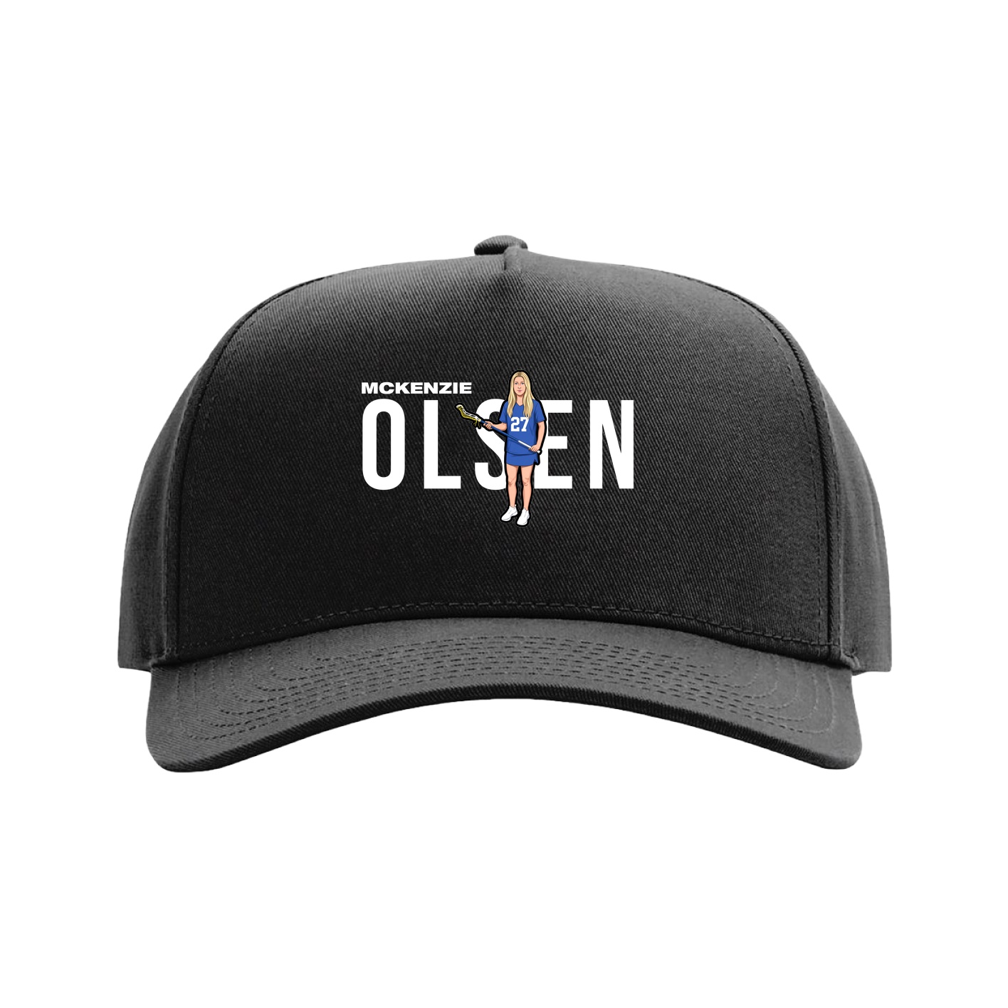 Full Fabric Five-Panel Champ Cap — Player Name in Black