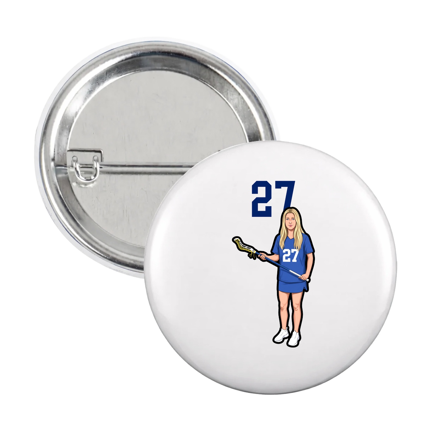 Game Day Button — Number Top in White