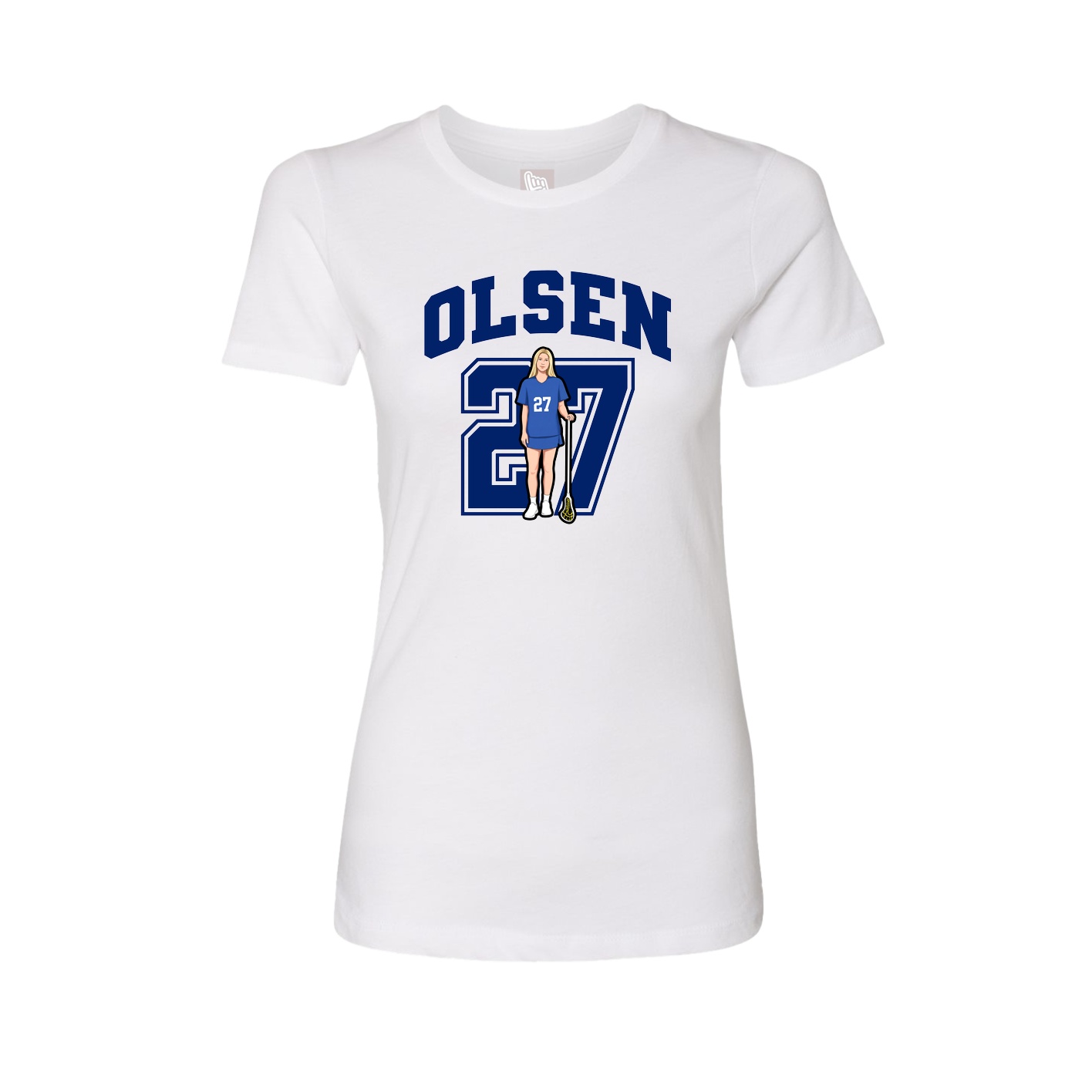 Fitted Women's Tee — Number in White