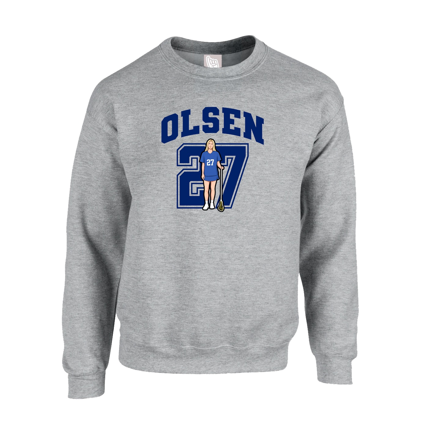 Fleece Crew — Number in Grey
