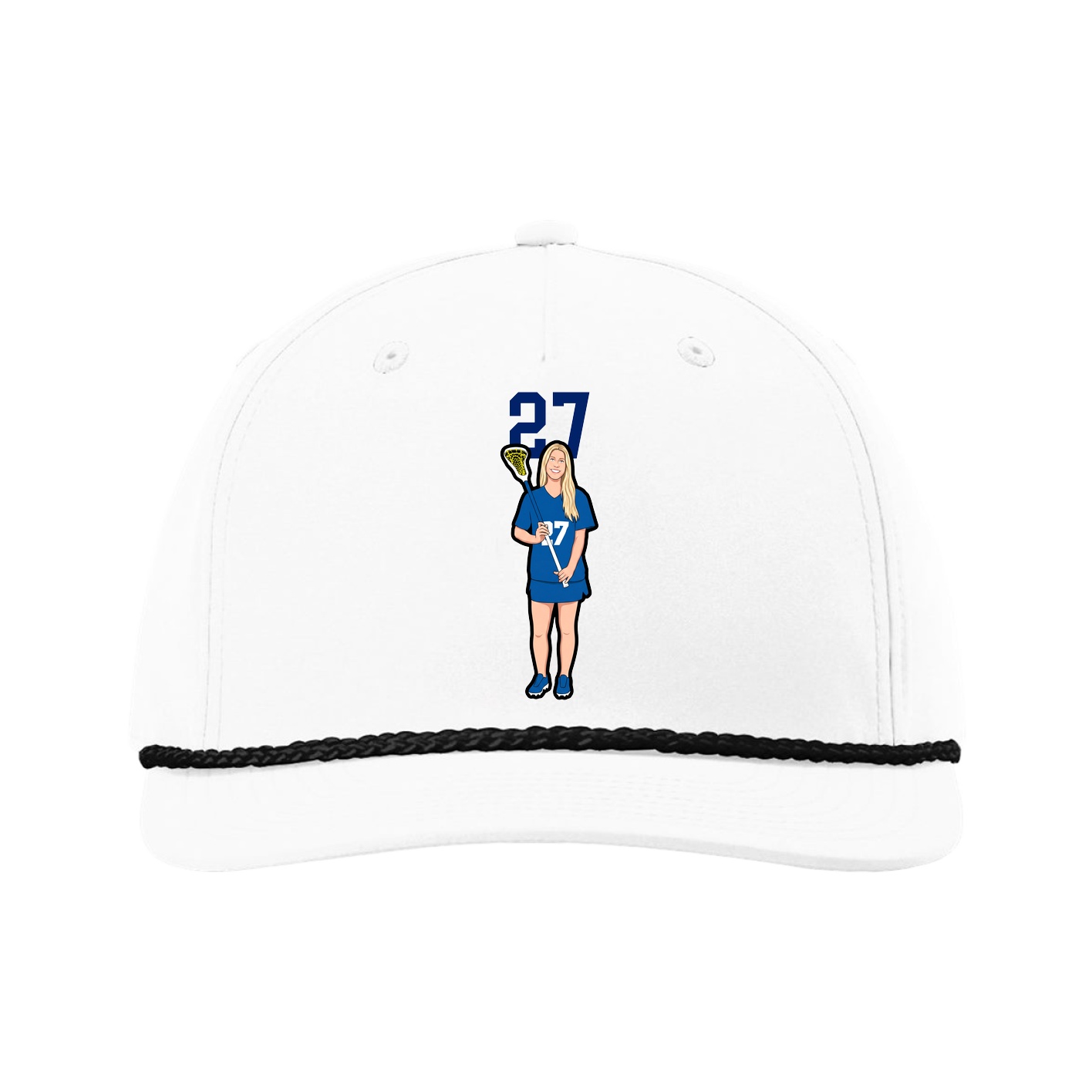 Five-Panel Classic Rope Cap — Number Top in White