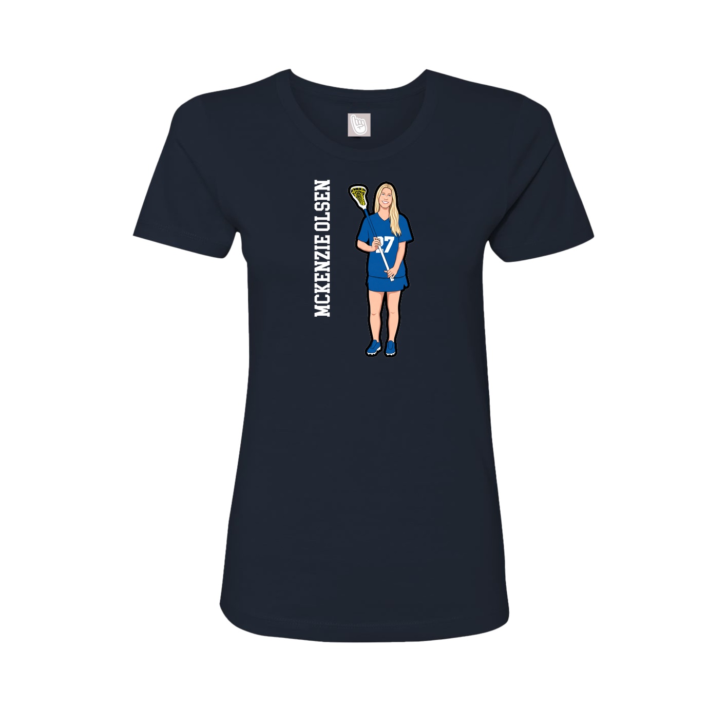 Fitted Women's Tee — Name Vertical in Navy