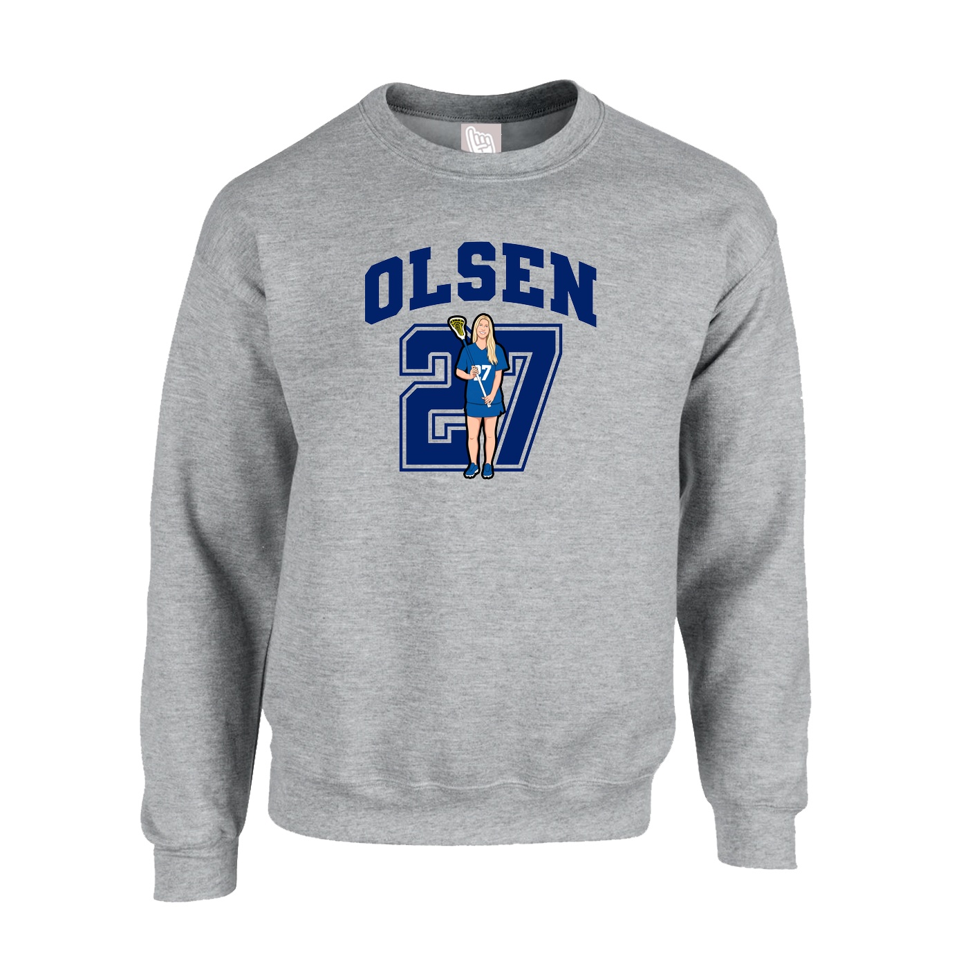 Fleece Crew — Number in Grey