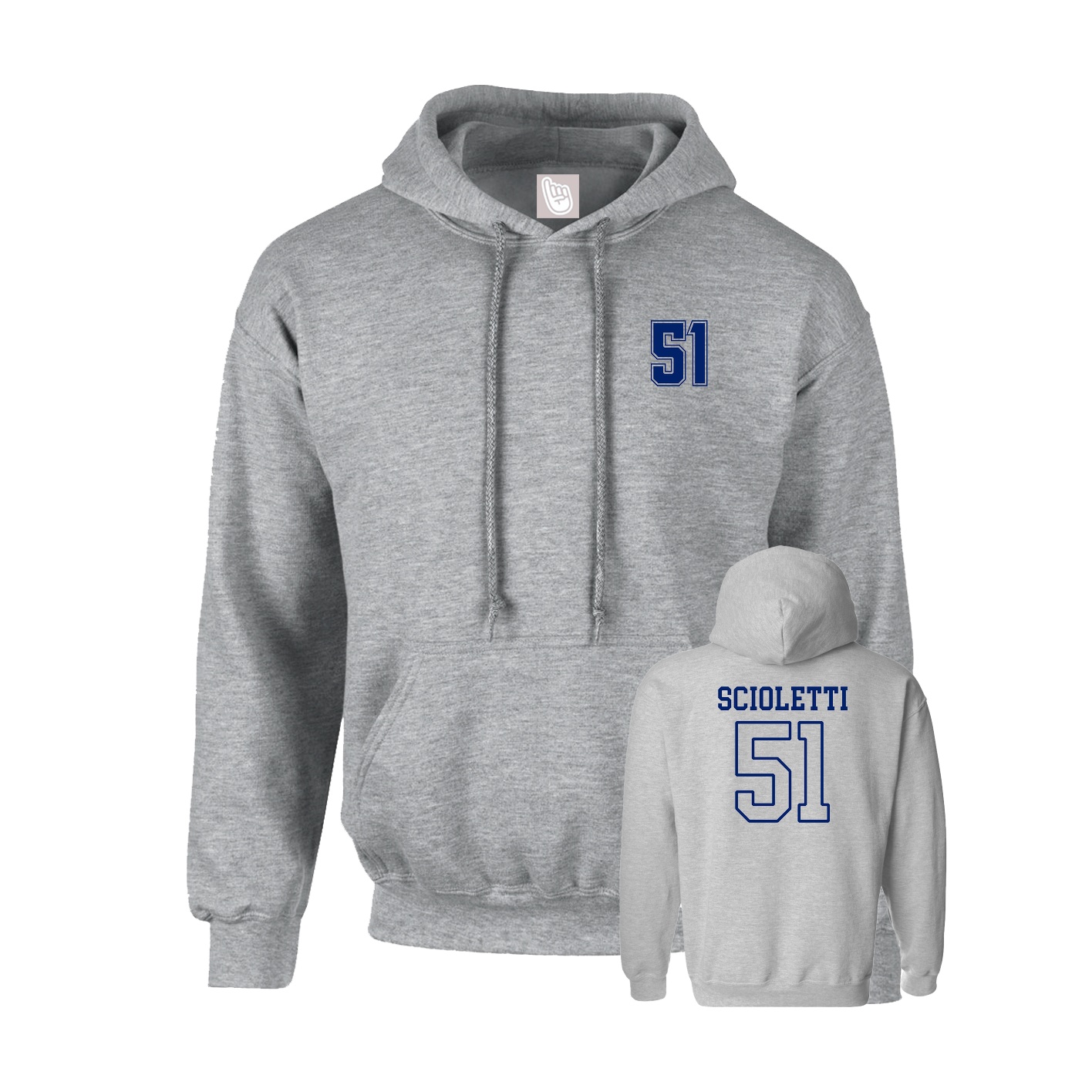 Youth Hoodie — Chest Back in Grey