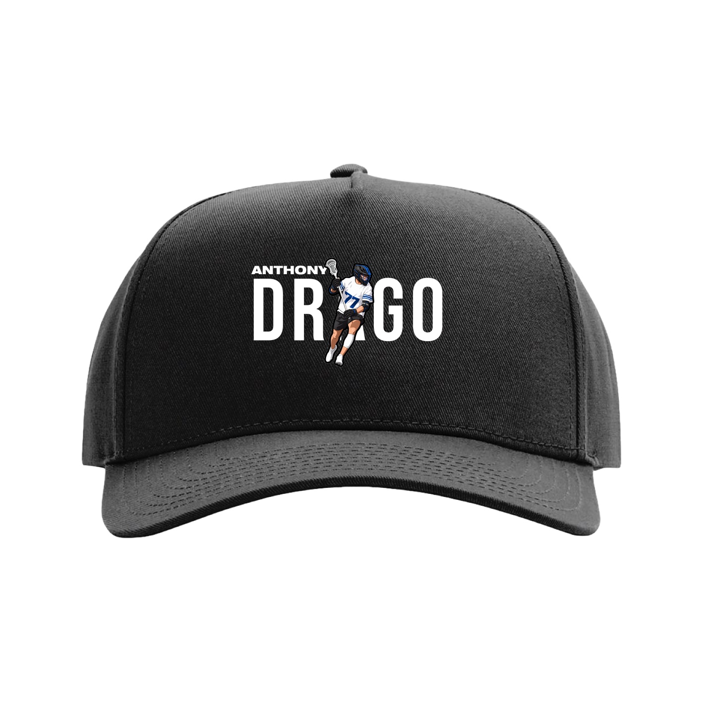 Full Fabric Five-Panel Champ Cap — Player Name in Black