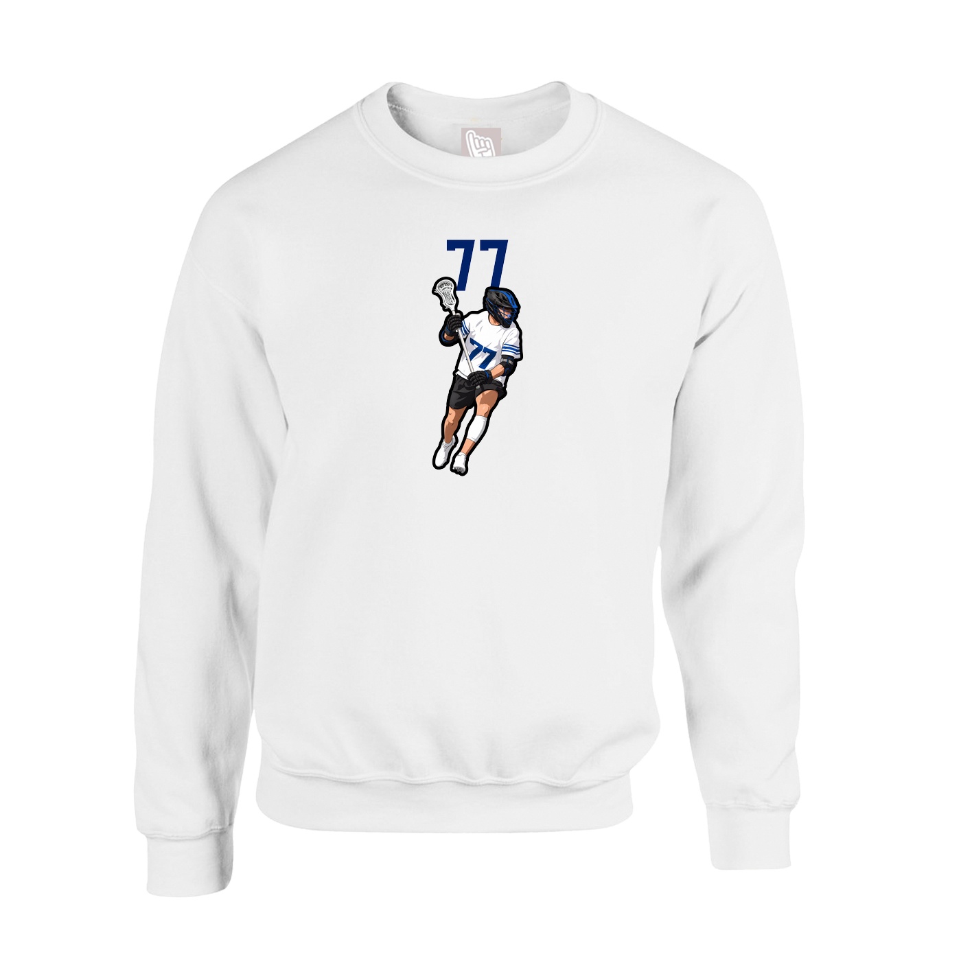 Fleece Crew — Number Top in White