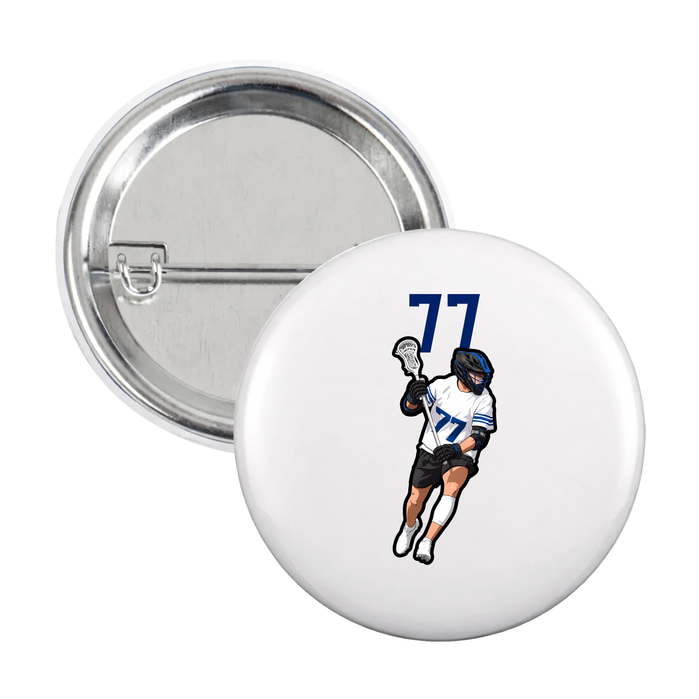 Game Day Button — Number Top in White