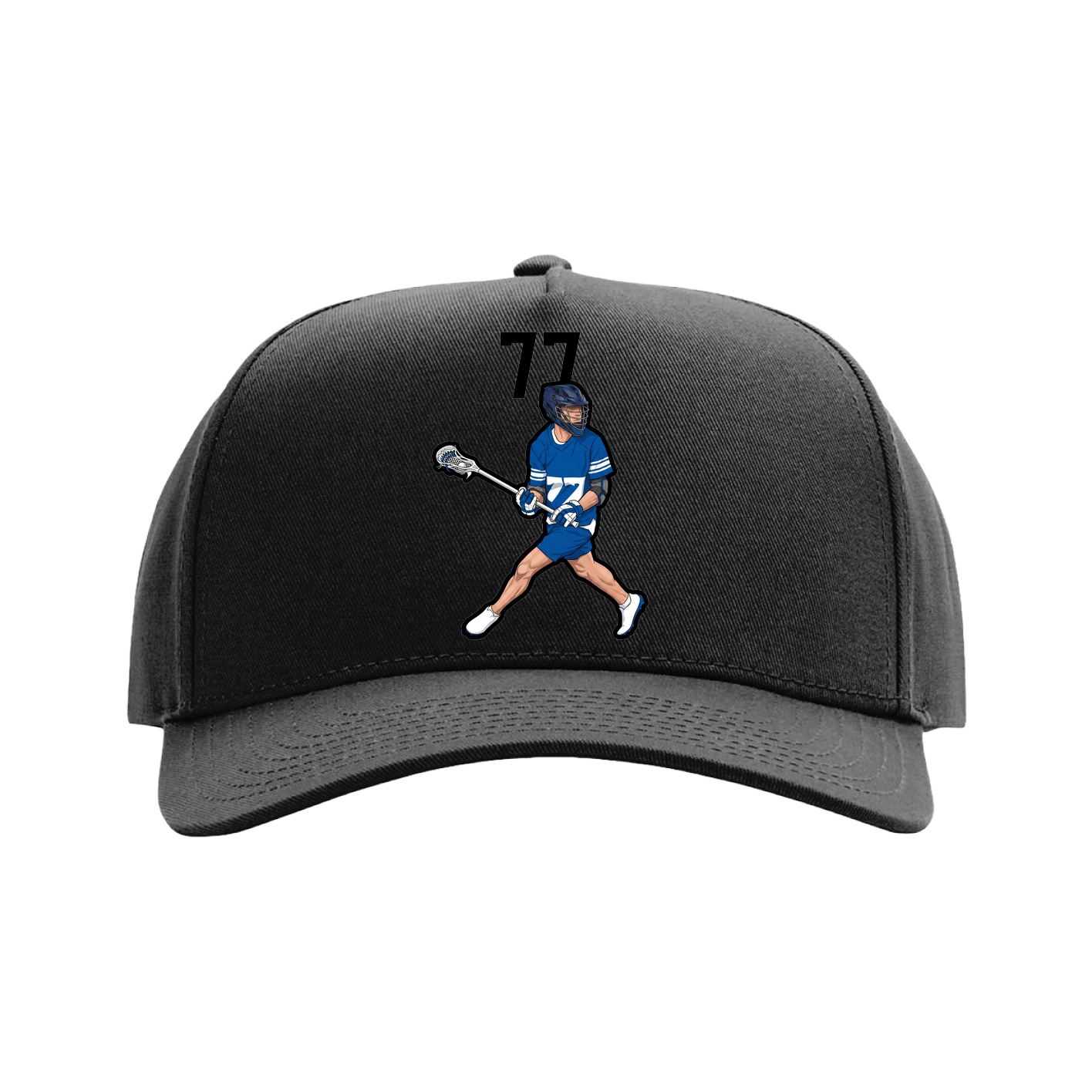 Full Fabric Five-Panel Champ Cap — Number Top in Black