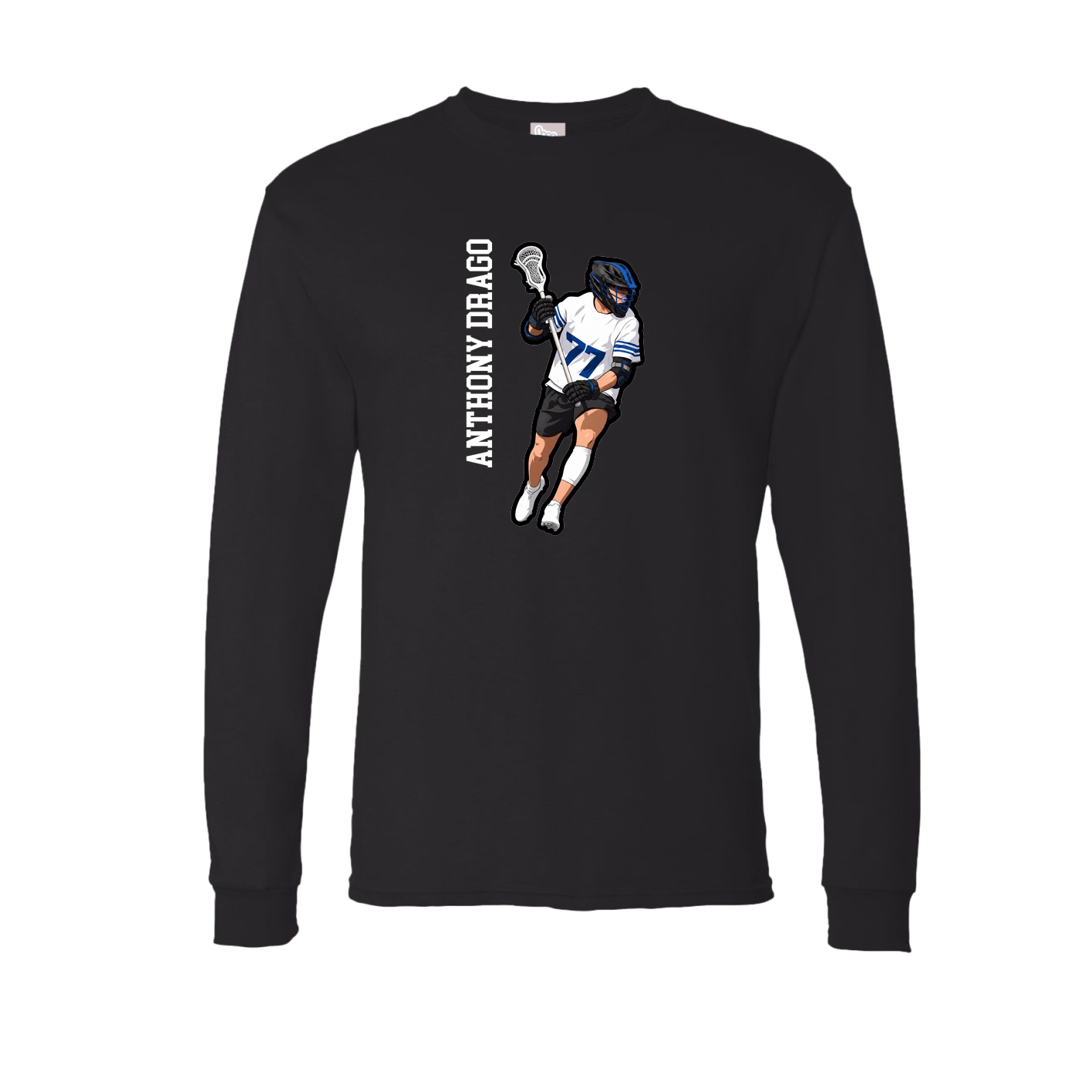 Long Sleeve Tee — Name Vertical in Black