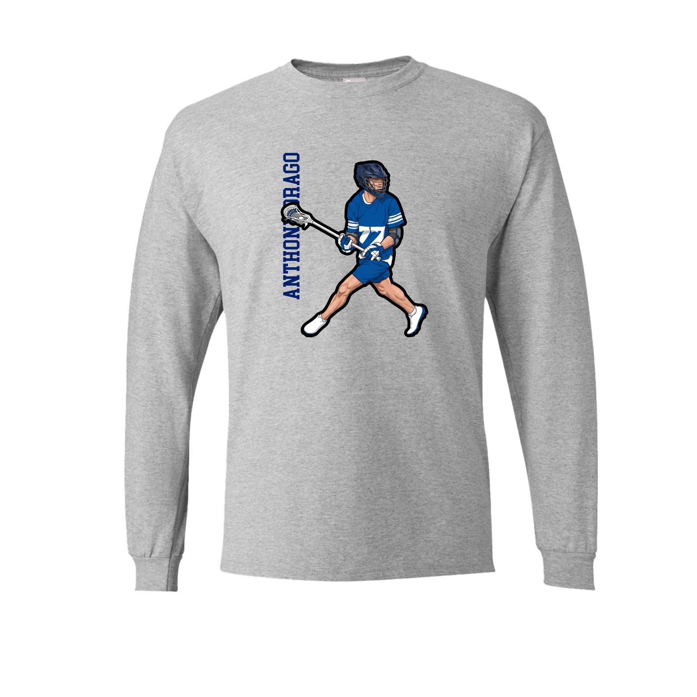 Long Sleeve Tee — Name Vertical in Grey