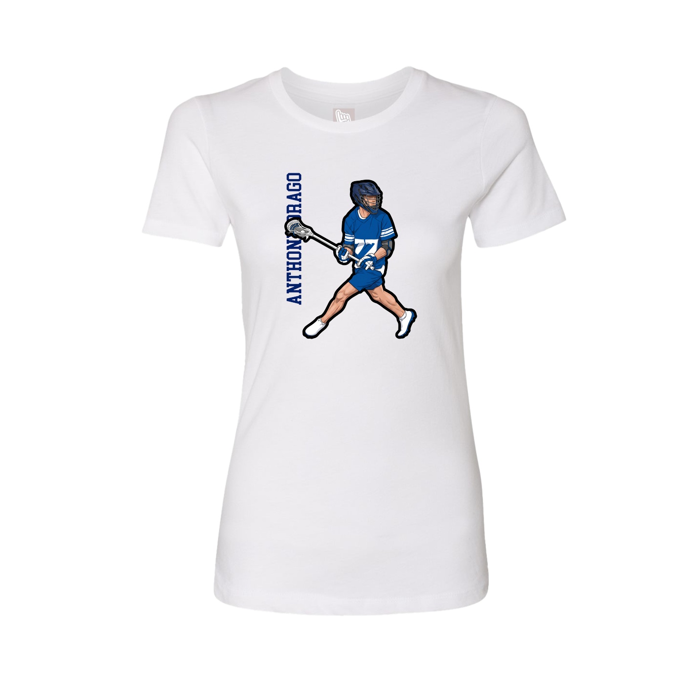 Fitted Women's Tee — Name Vertical in White