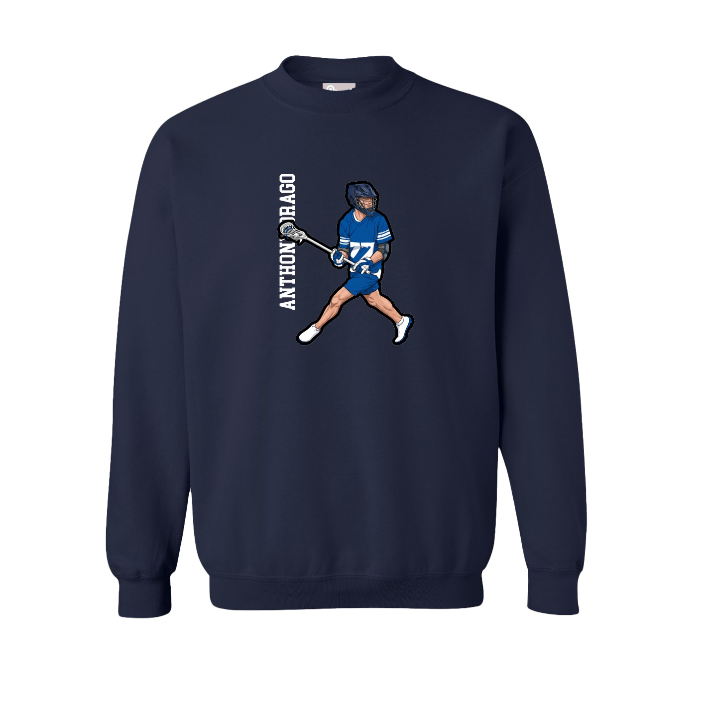 Fleece Crew — Name Vertical in Navy