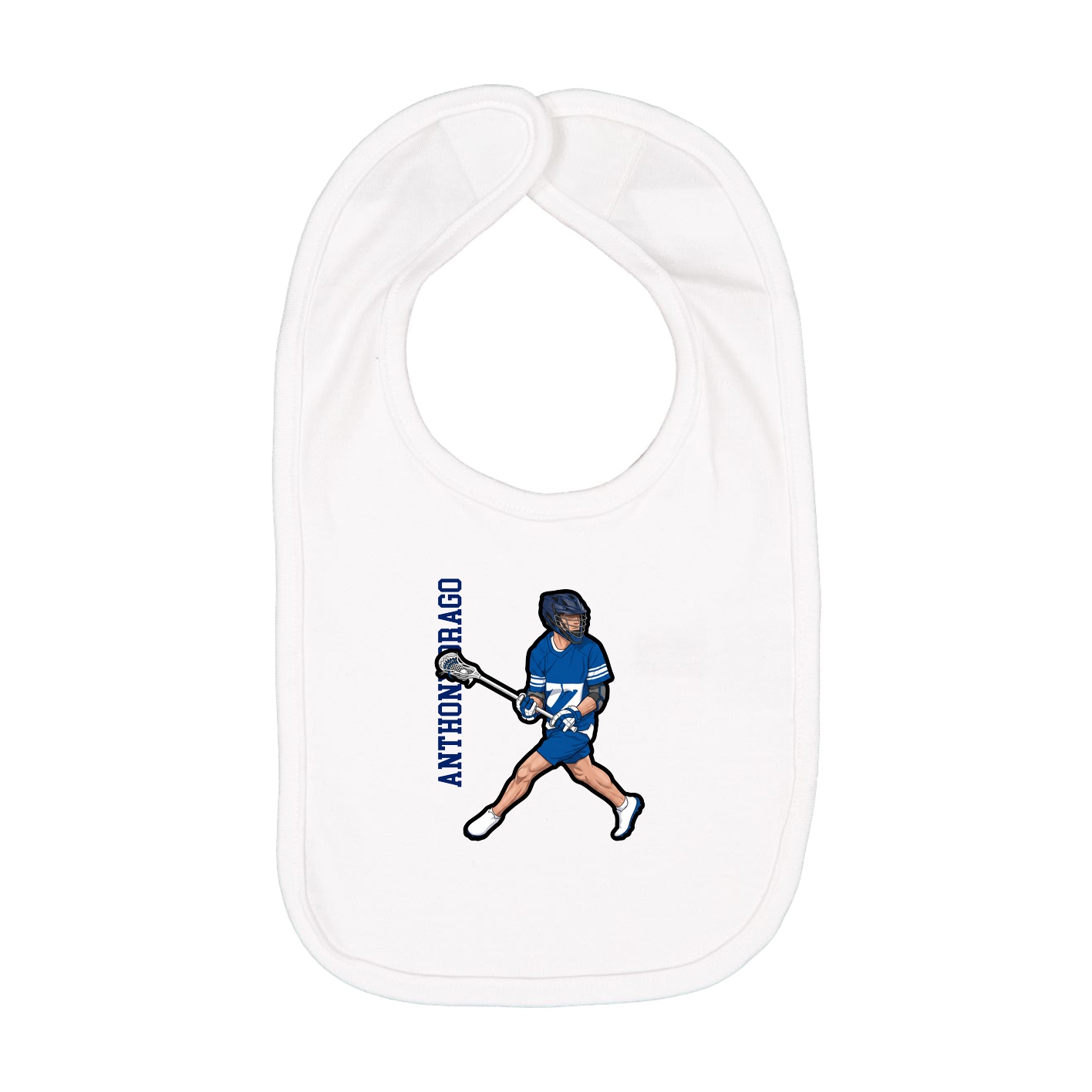 Infant Bib — Name Vertical in White