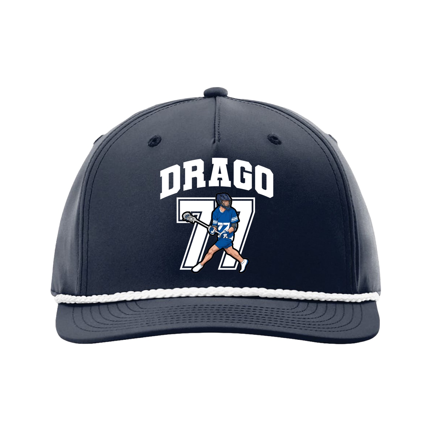 Five-Panel Classic Rope Cap — Number in Navy