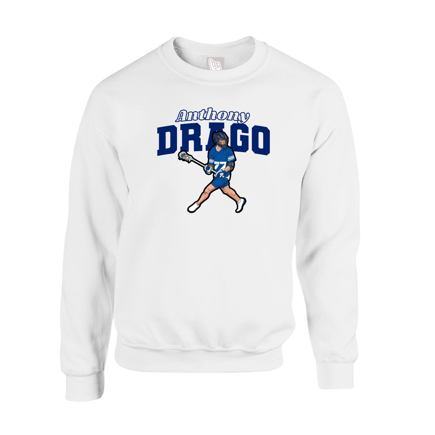 Fleece Crew — Name Arch in White