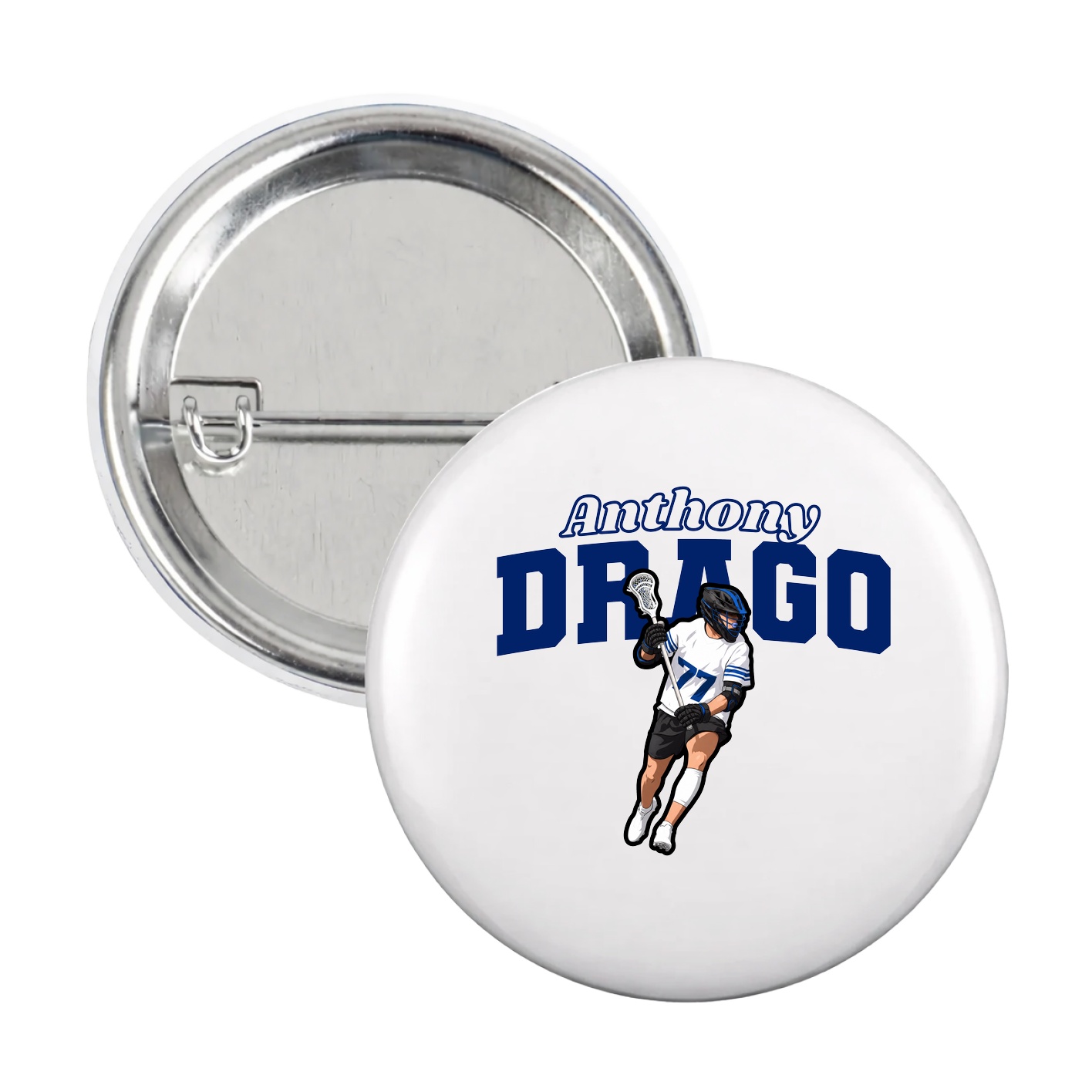 Game Day Button — Name Arch in White